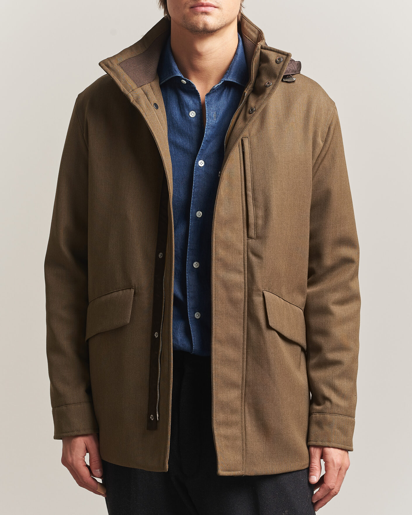 Uomini | Giacche | Incotex | Water Repellent Rain Caban Country Green