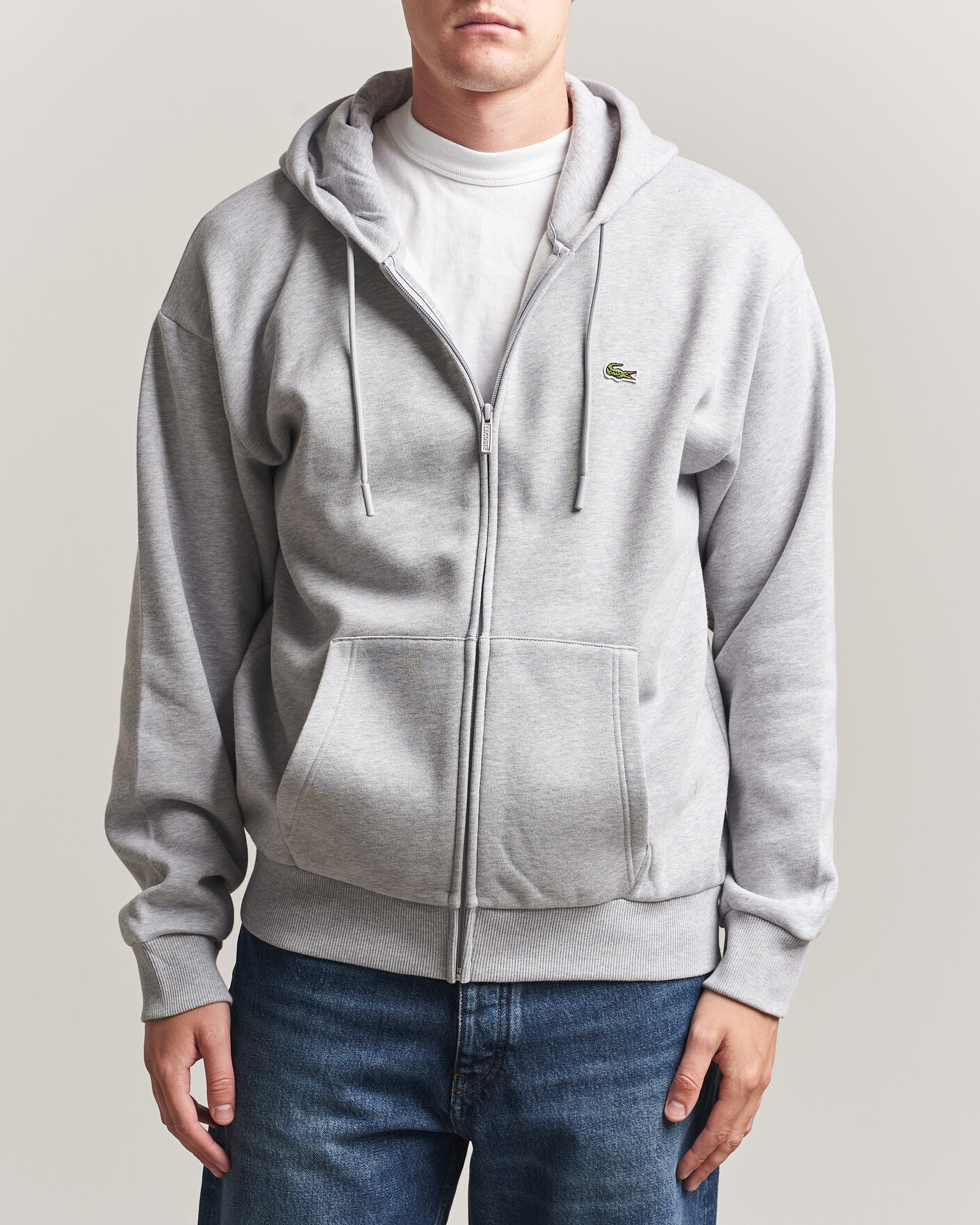 Uomini | Maglieria | Lacoste | Full Zip Hoodie Silver Chine