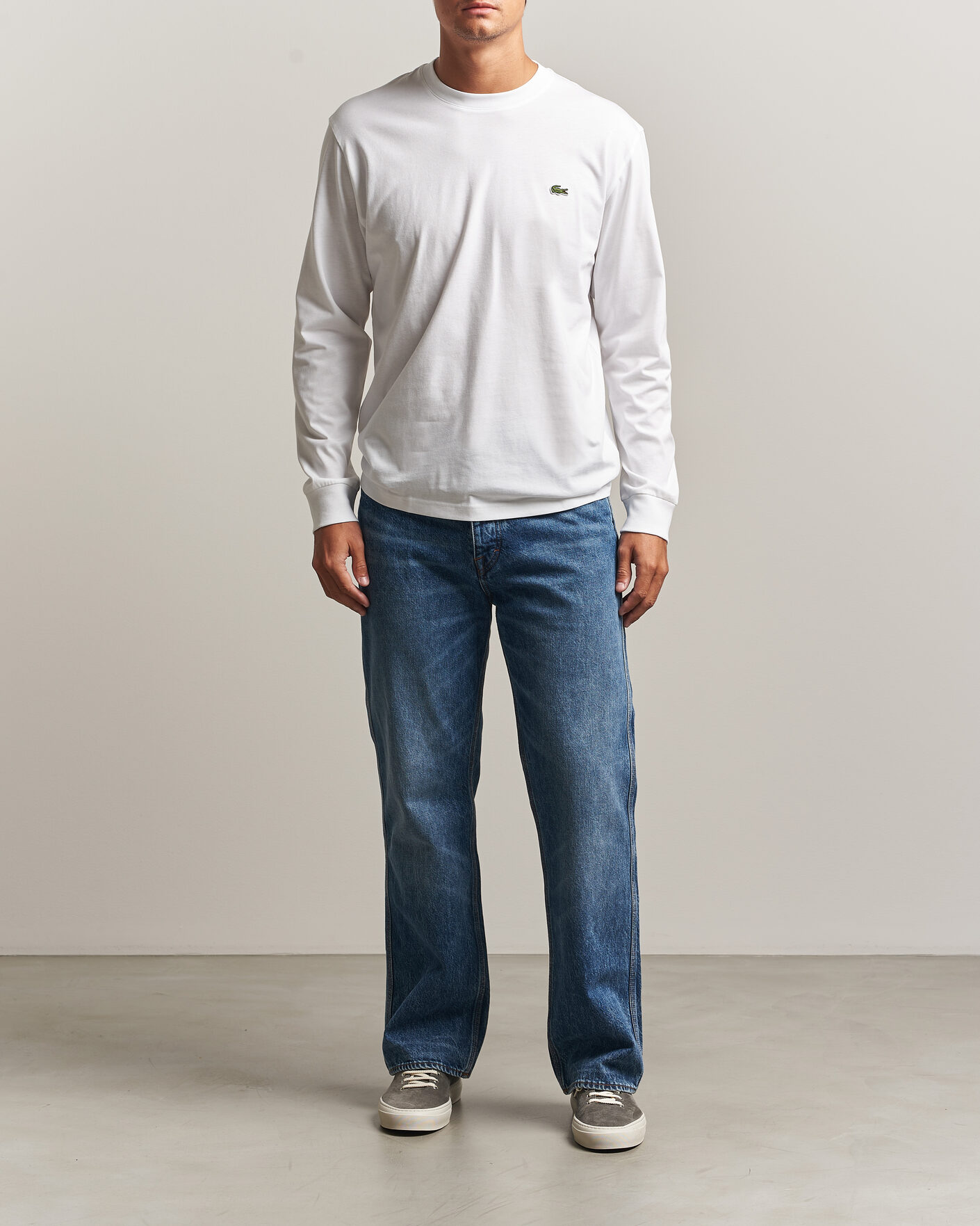 Uomini | T-shirt | Lacoste | Crew Neck Long Sleeve T-Shirt White