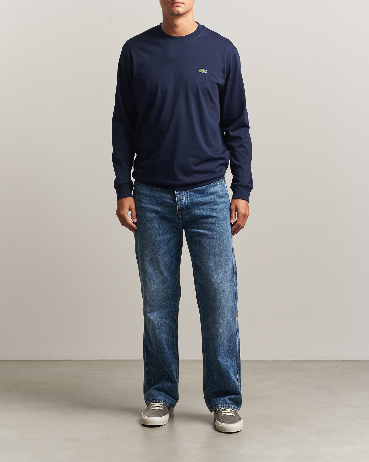 Uomini | T-shirt | Lacoste | Crew Neck Long Sleeve T-Shirt Navy Blue