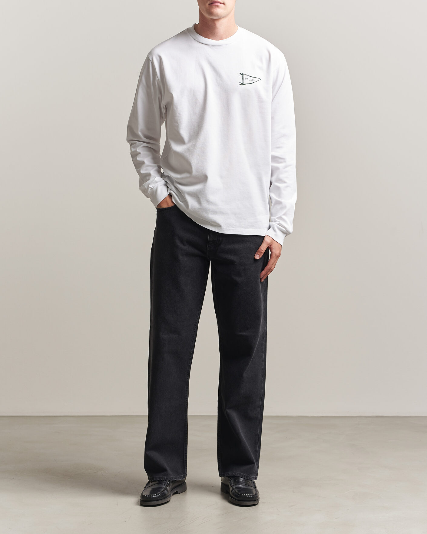 Uomini | T-shirt | Palmes | Pennant Long Sleeve T-Shirt White