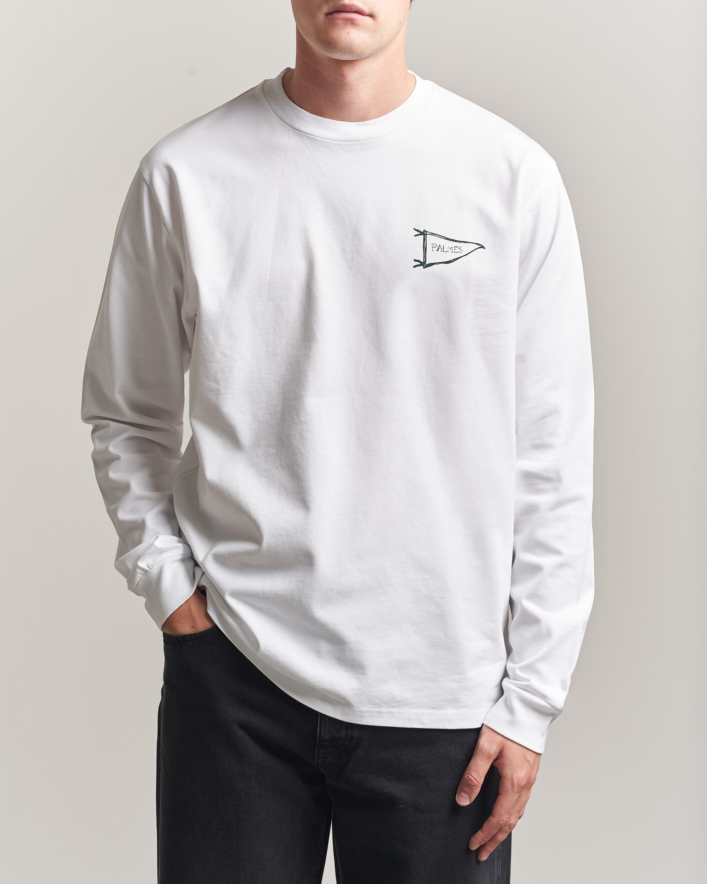 Uomini | T-shirt | Palmes | Pennant Long Sleeve T-Shirt White