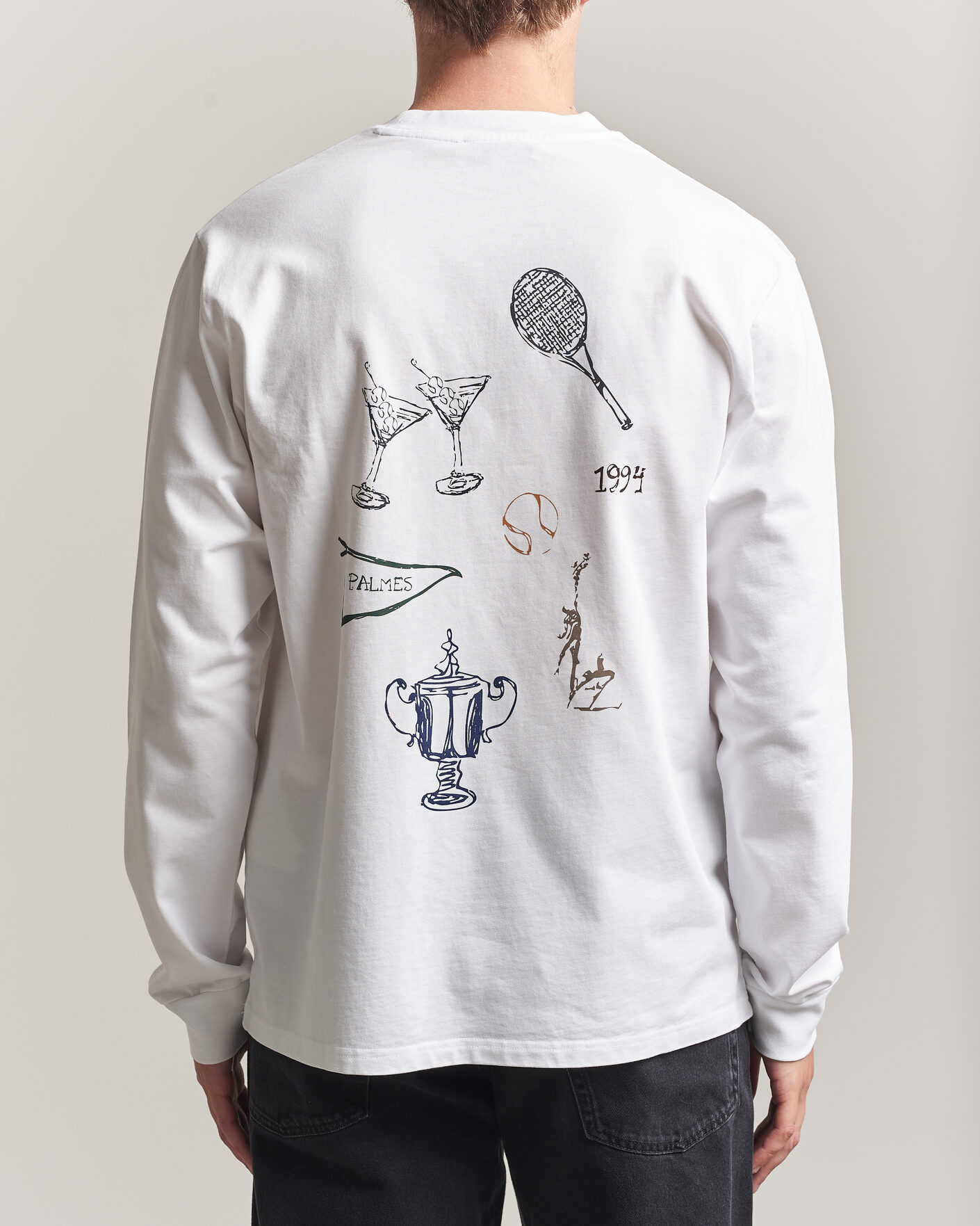 Uomini | T-shirt | Palmes | Pennant Long Sleeve T-Shirt White