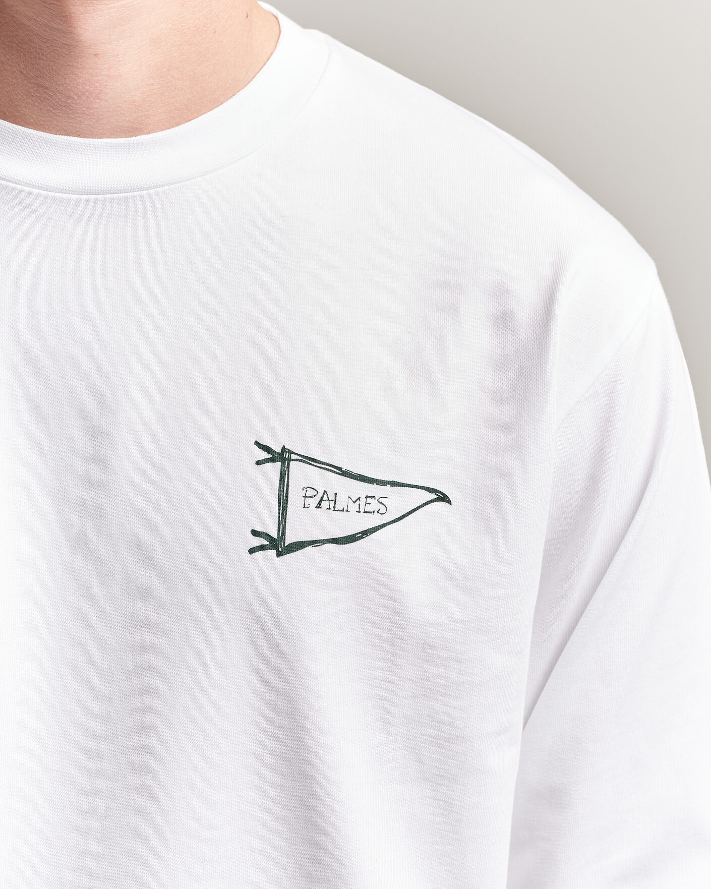 Uomini | T-shirt | Palmes | Pennant Long Sleeve T-Shirt White