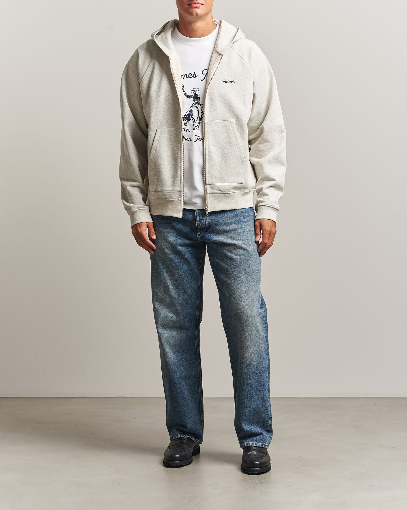Uomini | Maglieria | Palmes | Logo Zip Hoodie Grey Melange
