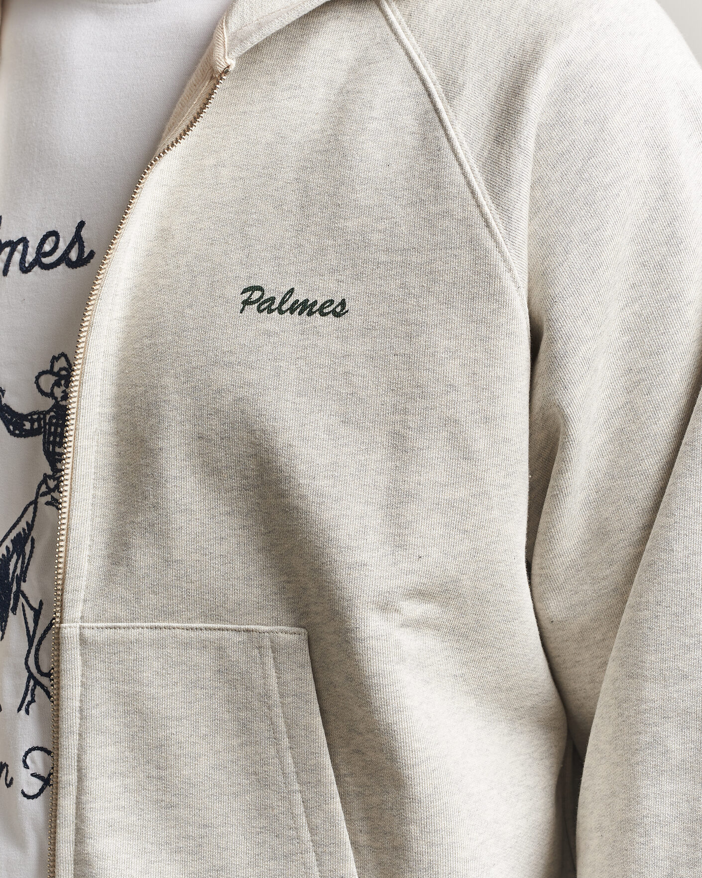 Uomini | Maglieria | Palmes | Logo Zip Hoodie Grey Melange