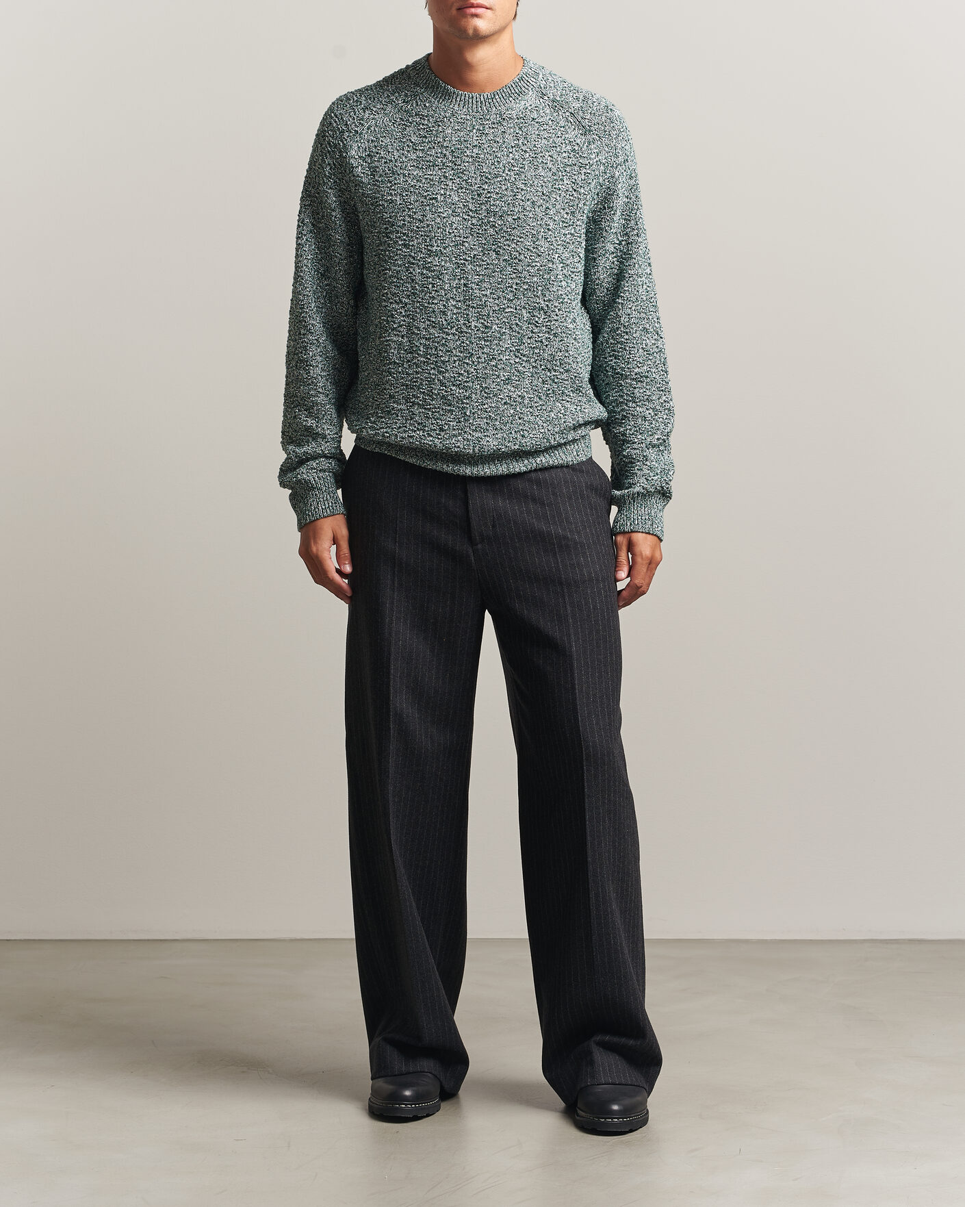 Uomini | Maglieria | Palmes | Knitted Crew Neck Sweater Green Melange
