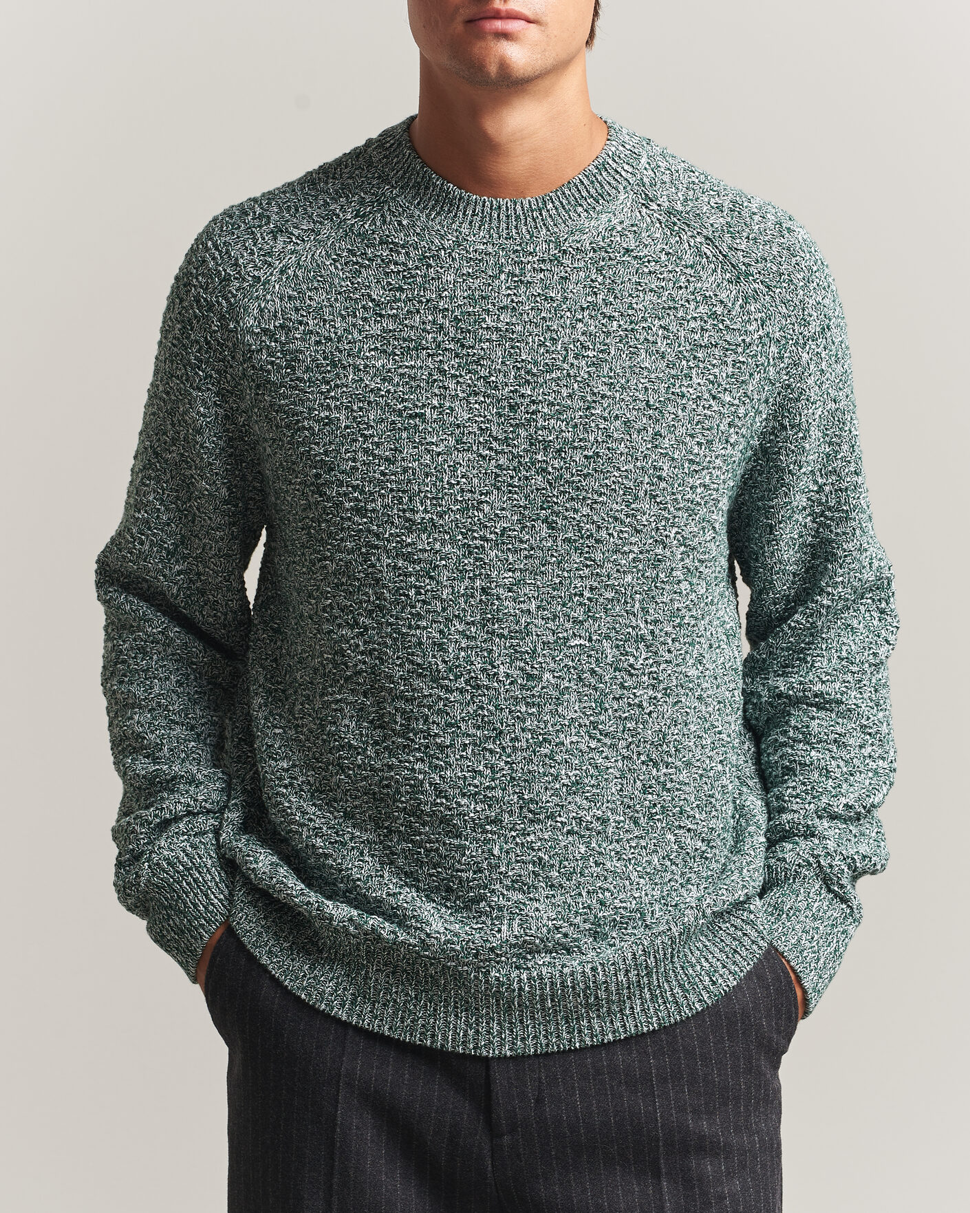 Uomini | Maglieria | Palmes | Knitted Crew Neck Sweater Green Melange
