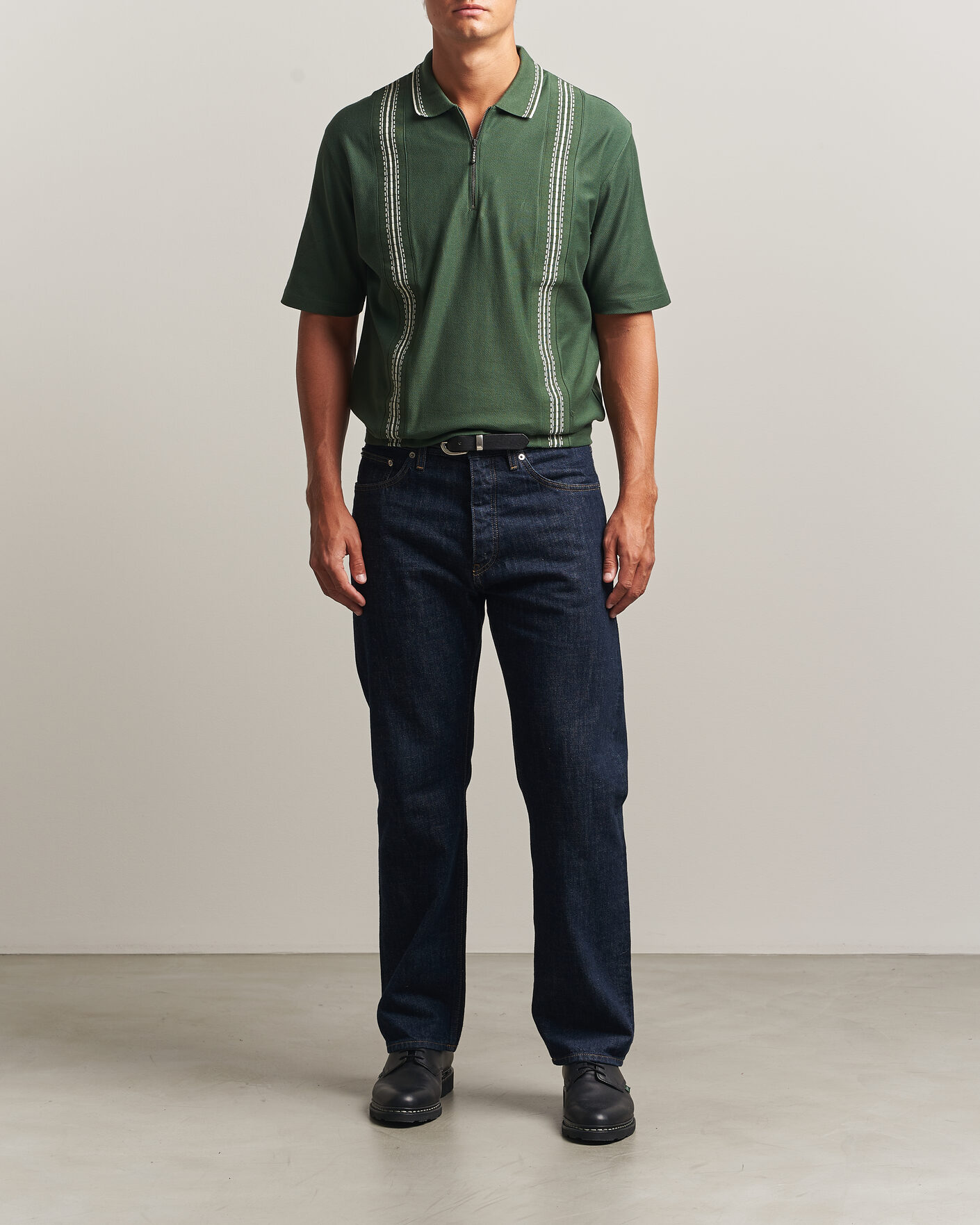 Uomini | Polo | Palmes | Panel Zip Polo Green