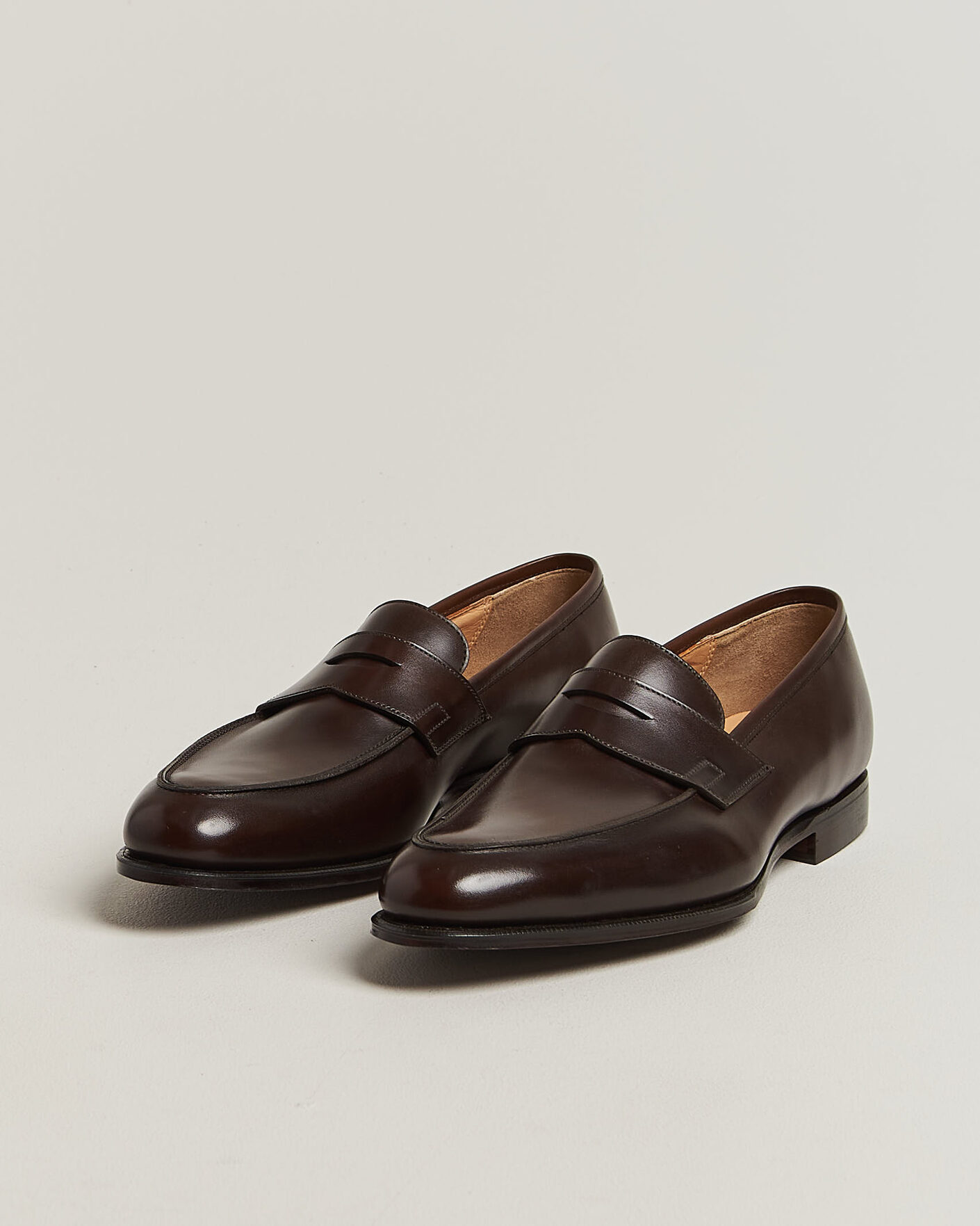 Uomini | Mocassini | Crockett & Jones | Crawford Handgrade Penny Loafer Dk Brown Antique Calf