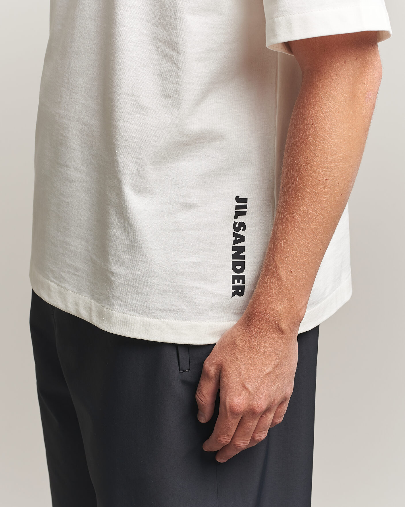 Uomini | T-shirt | Jil Sander | Short Sleeve Side Logo T-Shirt Off White