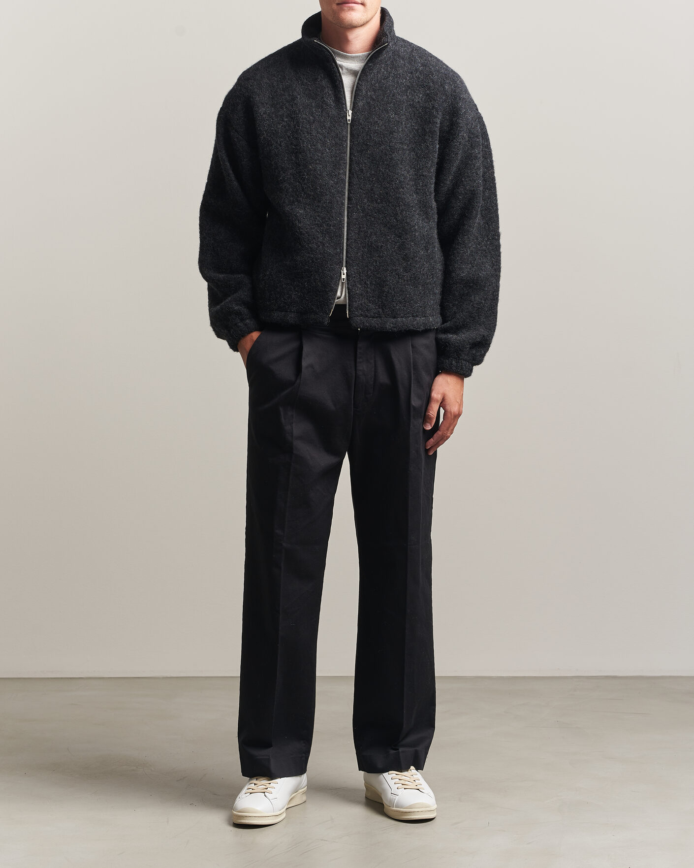 Uomini | Giacche | Jil Sander | Full Zip Fleece Jacket Charcoal