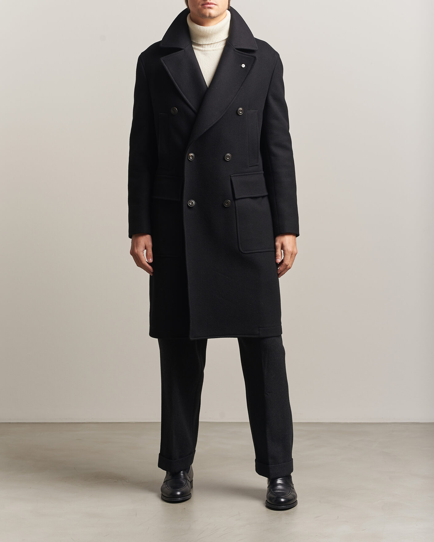 Uomini | Giacche | L.B.M. 1911 | Double Breasted Wool/Cashmere Coat Black