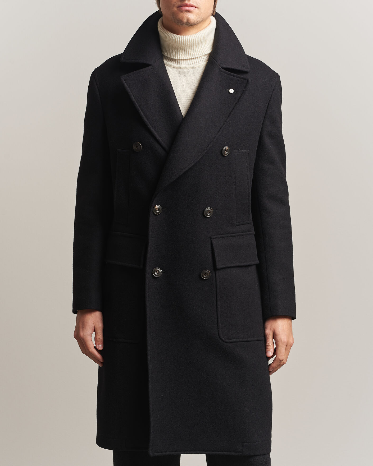 Uomini | Giacche | L.B.M. 1911 | Double Breasted Wool/Cashmere Coat Black