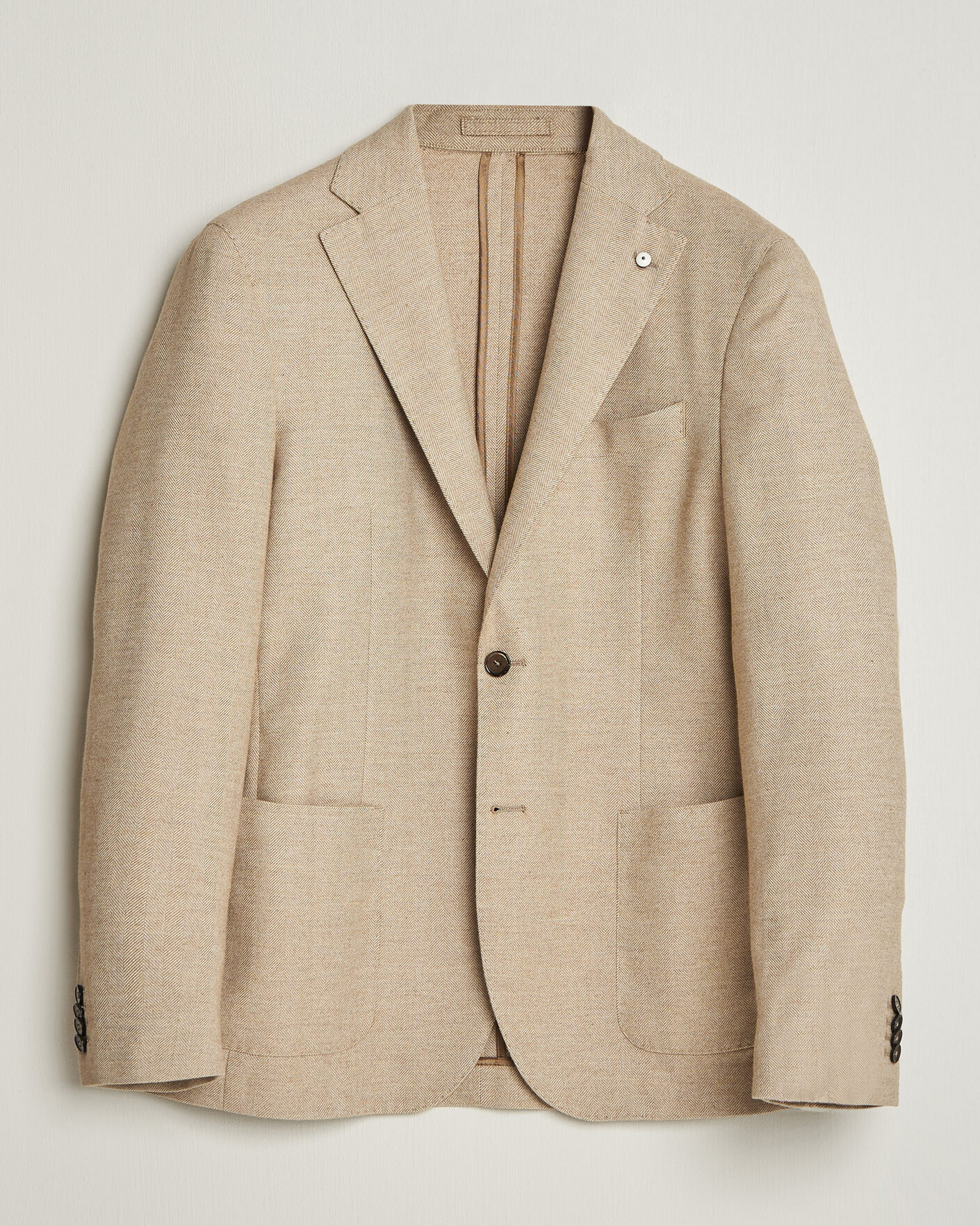 Uomini | Blazers | L.B.M. 1911 | Jack Cotton Herringbone Blazer Beige