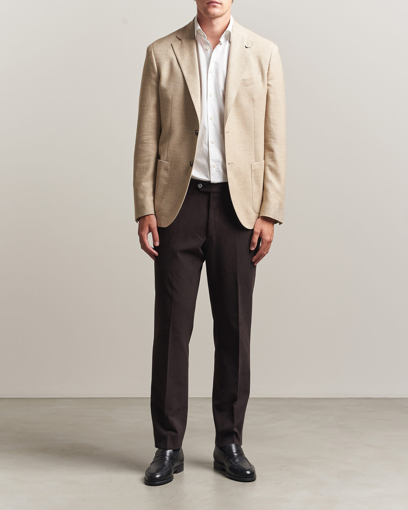 Uomini | Blazers | L.B.M. 1911 | Jack Cotton Herringbone Blazer Beige