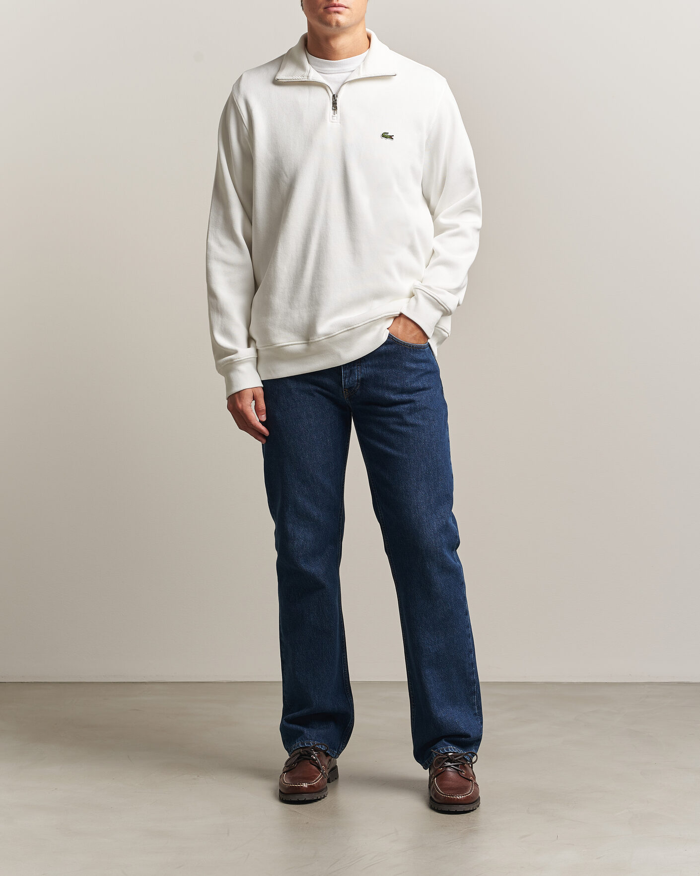 Uomini | Maglieria | Lacoste | Rib Interlock Half Zip Flour