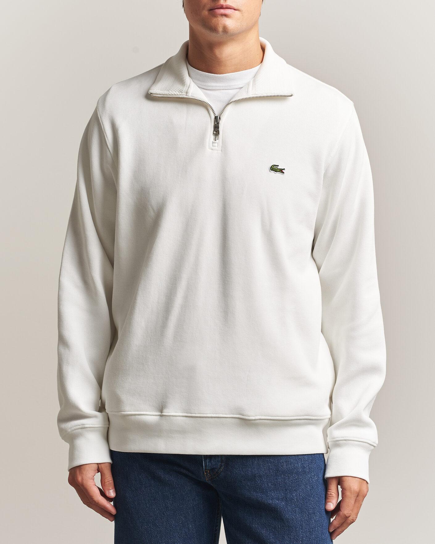 Uomini | Maglieria | Lacoste | Rib Interlock Half Zip Flour