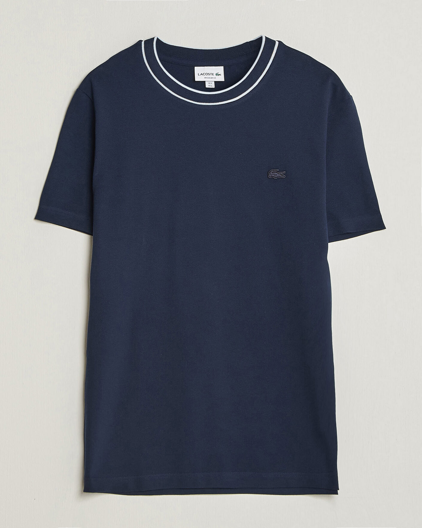 Uomini | T-shirt | Lacoste | Contrast Rib Piqué T-Shirt Navy Blue