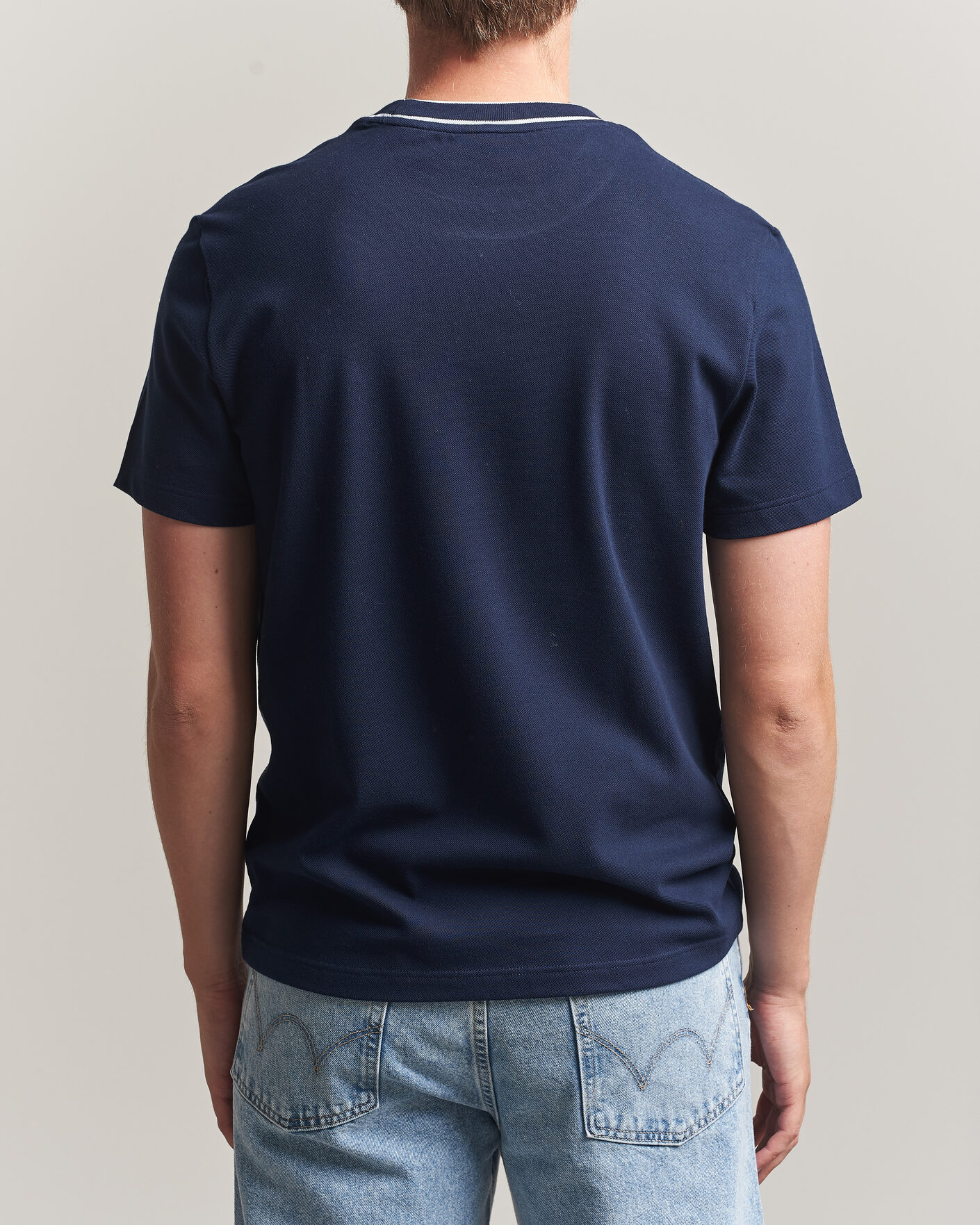 Uomini | T-shirt | Lacoste | Contrast Rib Piqué T-Shirt Navy Blue