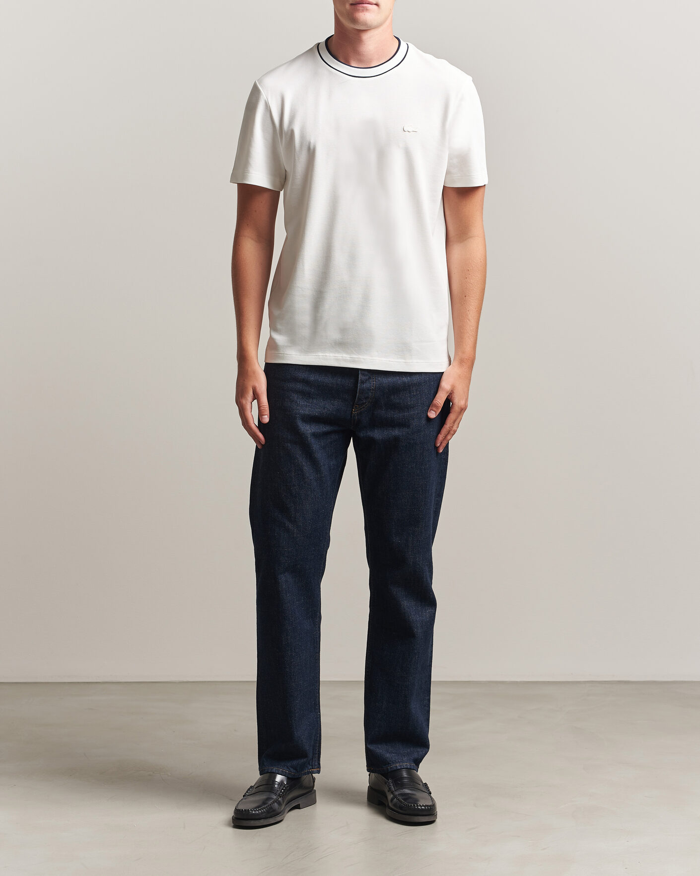 Uomini | T-shirt | Lacoste | Contrast Rib Piqué T-Shirt Flour