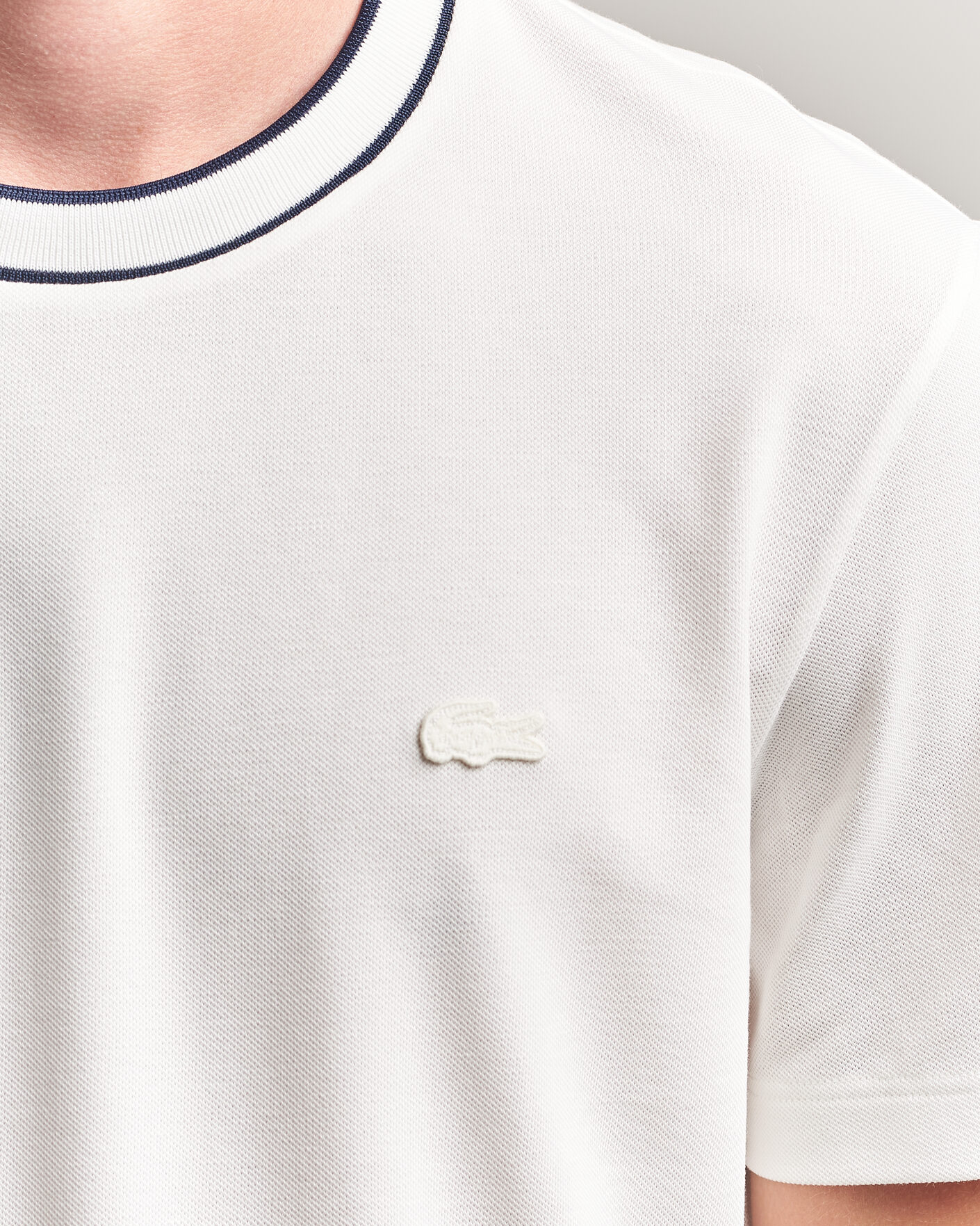 Uomini | T-shirt | Lacoste | Contrast Rib Piqué T-Shirt Flour