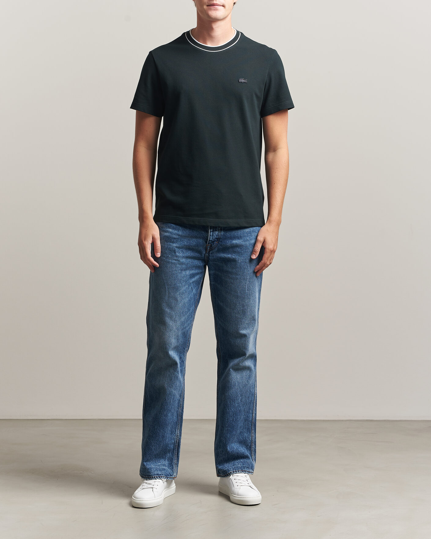 Uomini | T-shirt | Lacoste | Contrast Rib Piqué T-Shirt Dark Varech