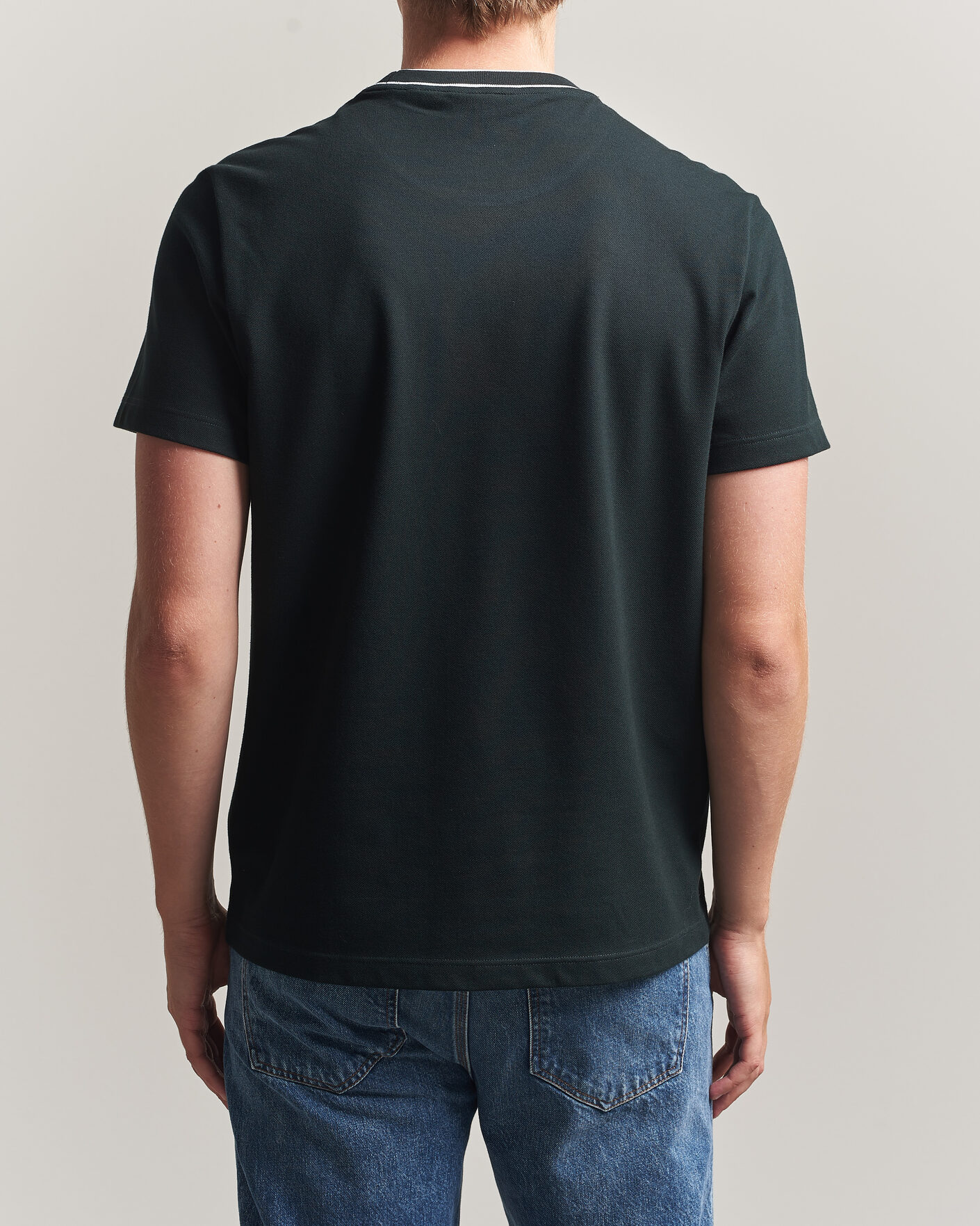 Uomini | T-shirt | Lacoste | Contrast Rib Piqué T-Shirt Dark Varech