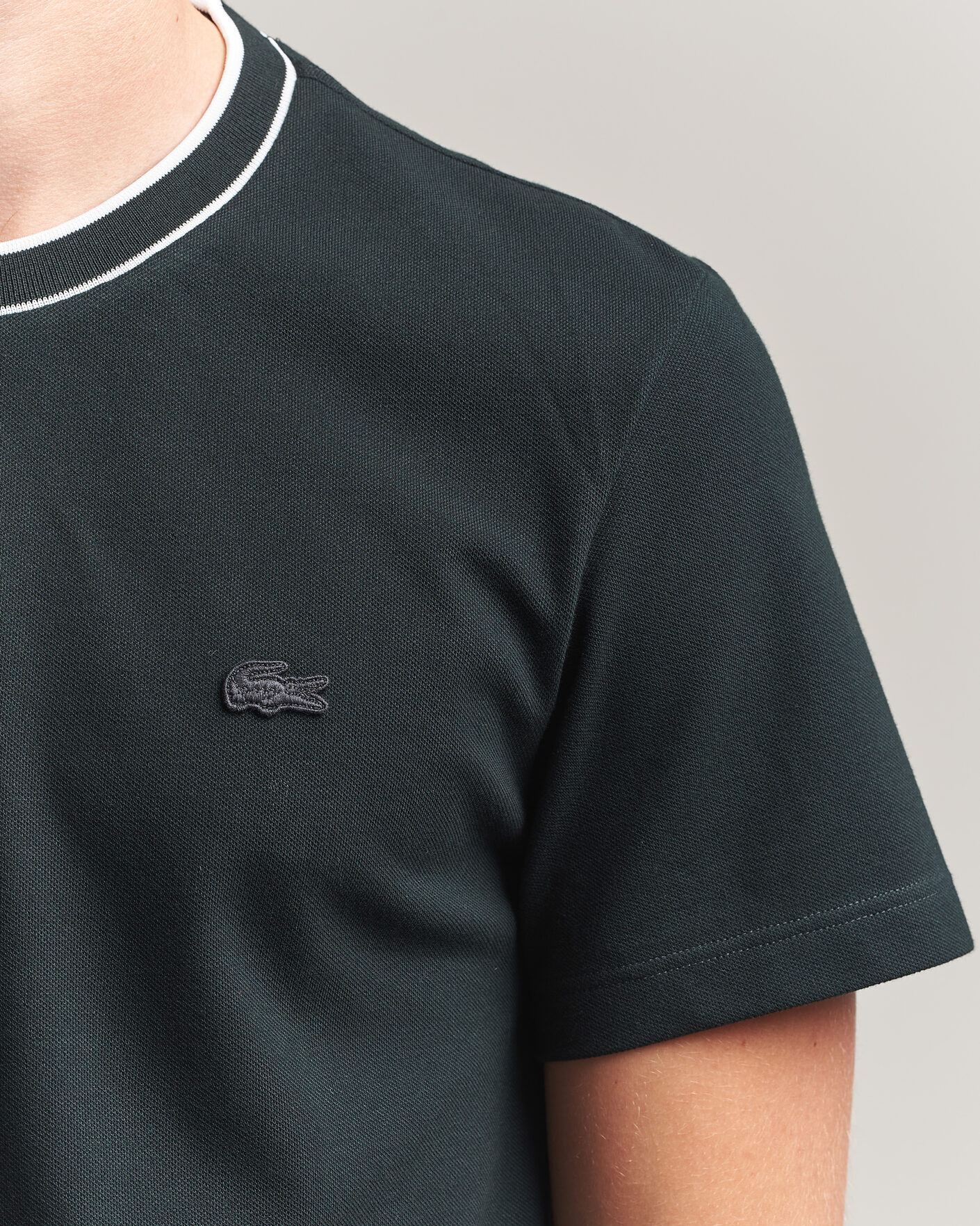 Uomini | T-shirt | Lacoste | Contrast Rib Piqué T-Shirt Dark Varech