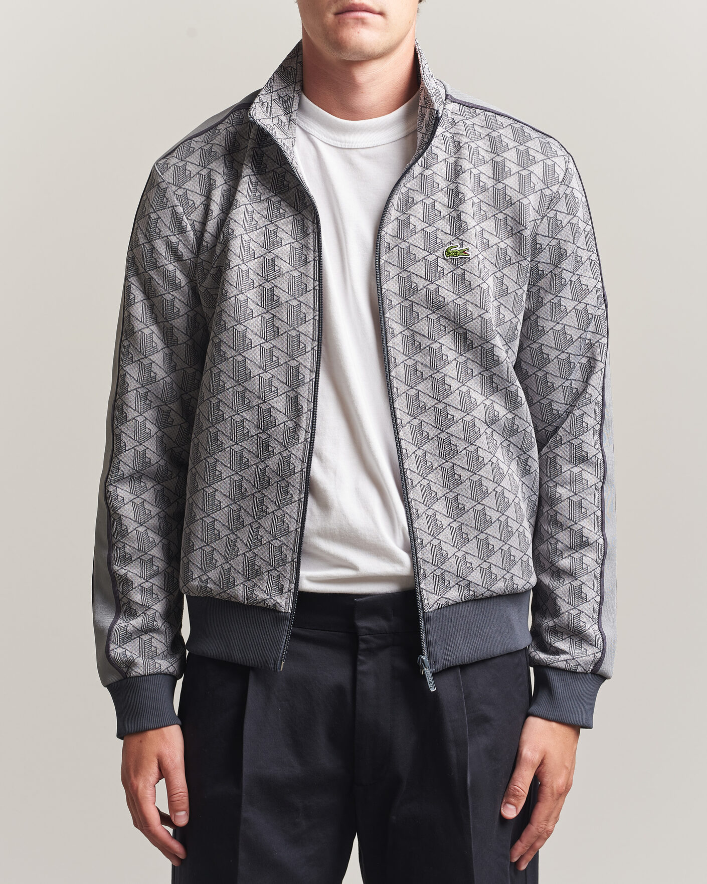 Uomini | Maglieria | Lacoste | Monogram Track Jacket Calluna/Graphite