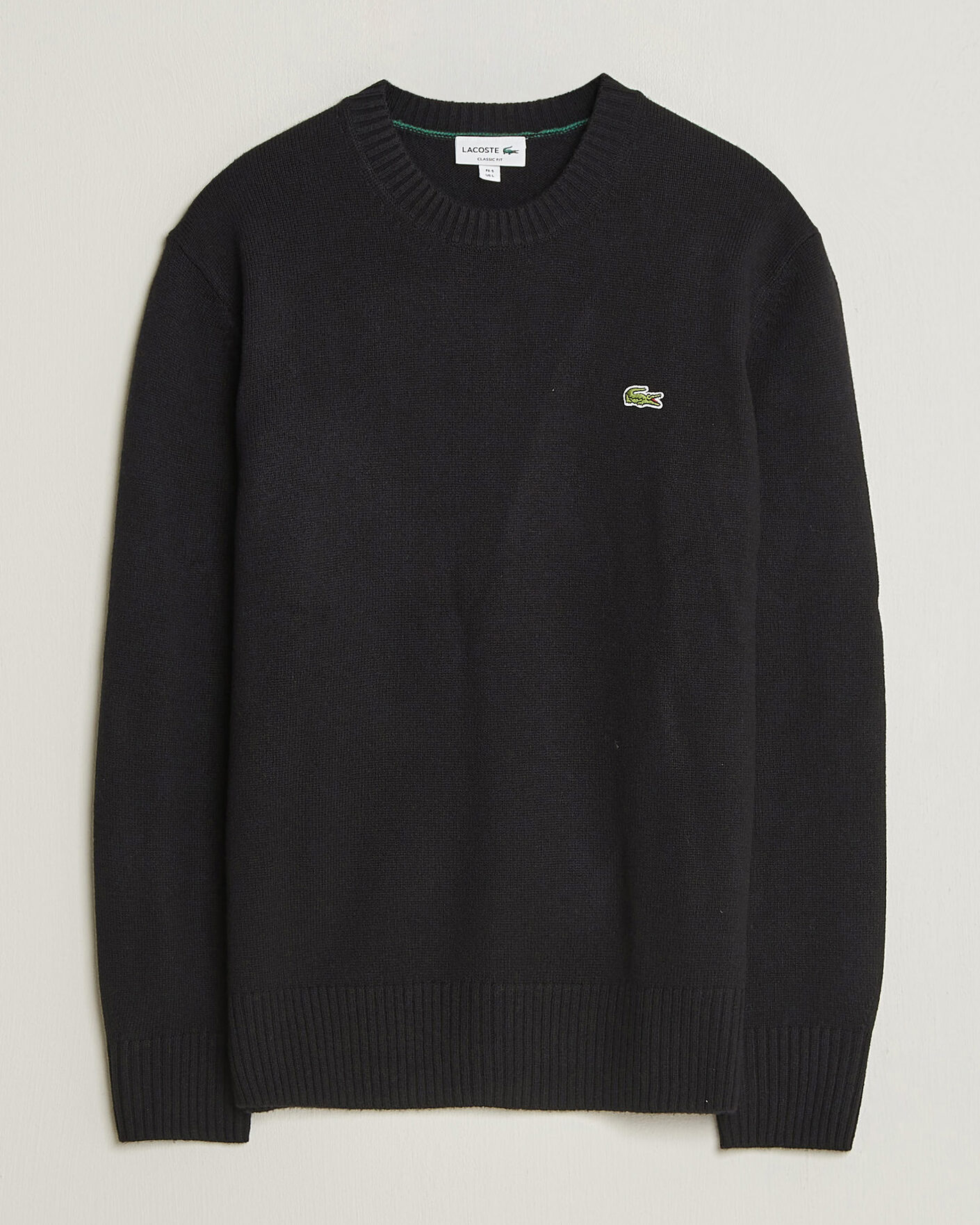 Uomini | Maglieria | Lacoste | Carded Wool Crew Neck Black