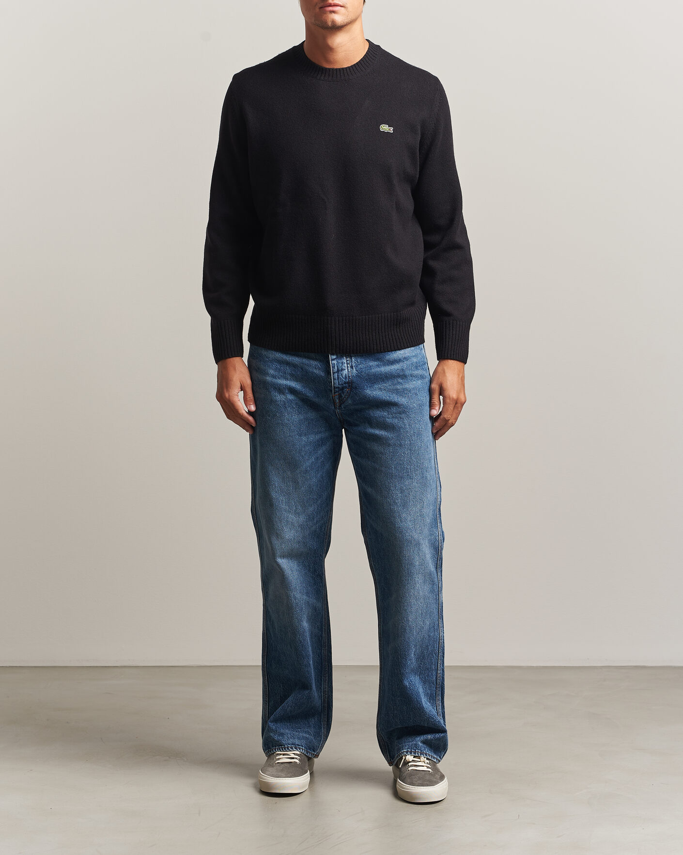 Uomini | Maglieria | Lacoste | Carded Wool Crew Neck Black
