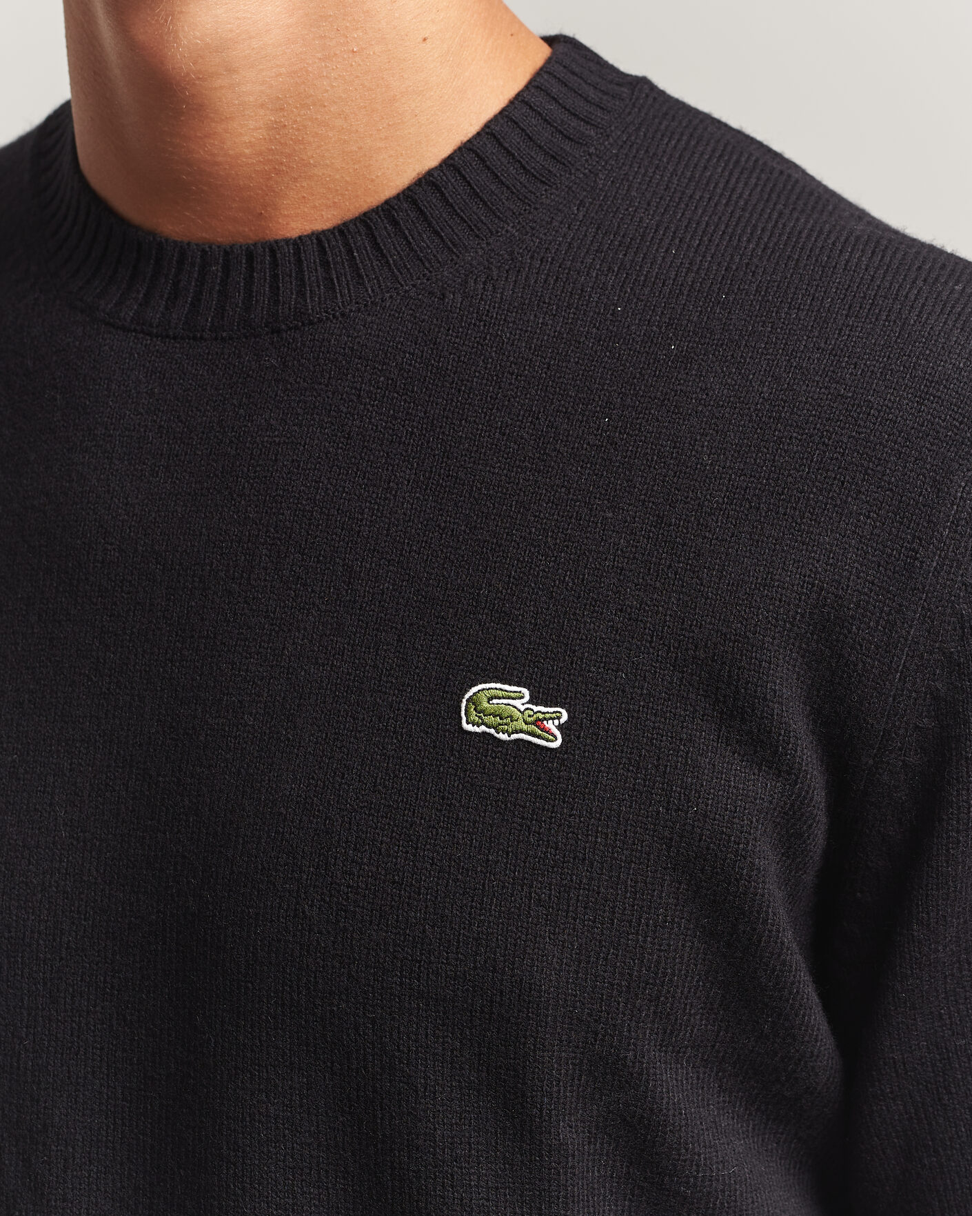 Uomini | Maglieria | Lacoste | Carded Wool Crew Neck Black