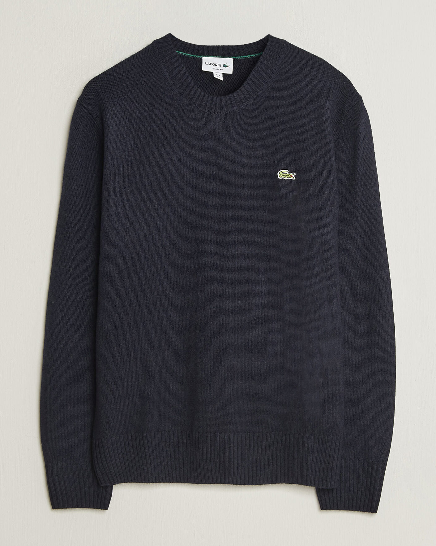 Uomini | Maglieria | Lacoste | Carded Wool Crew Neck Navy Blue