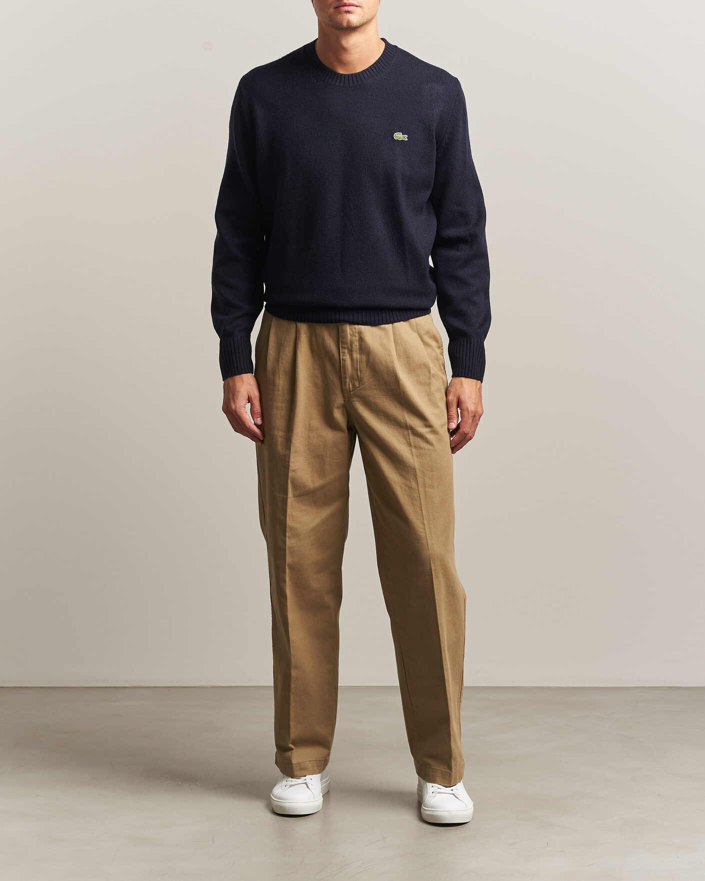 Uomini | Maglieria | Lacoste | Carded Wool Crew Neck Navy Blue