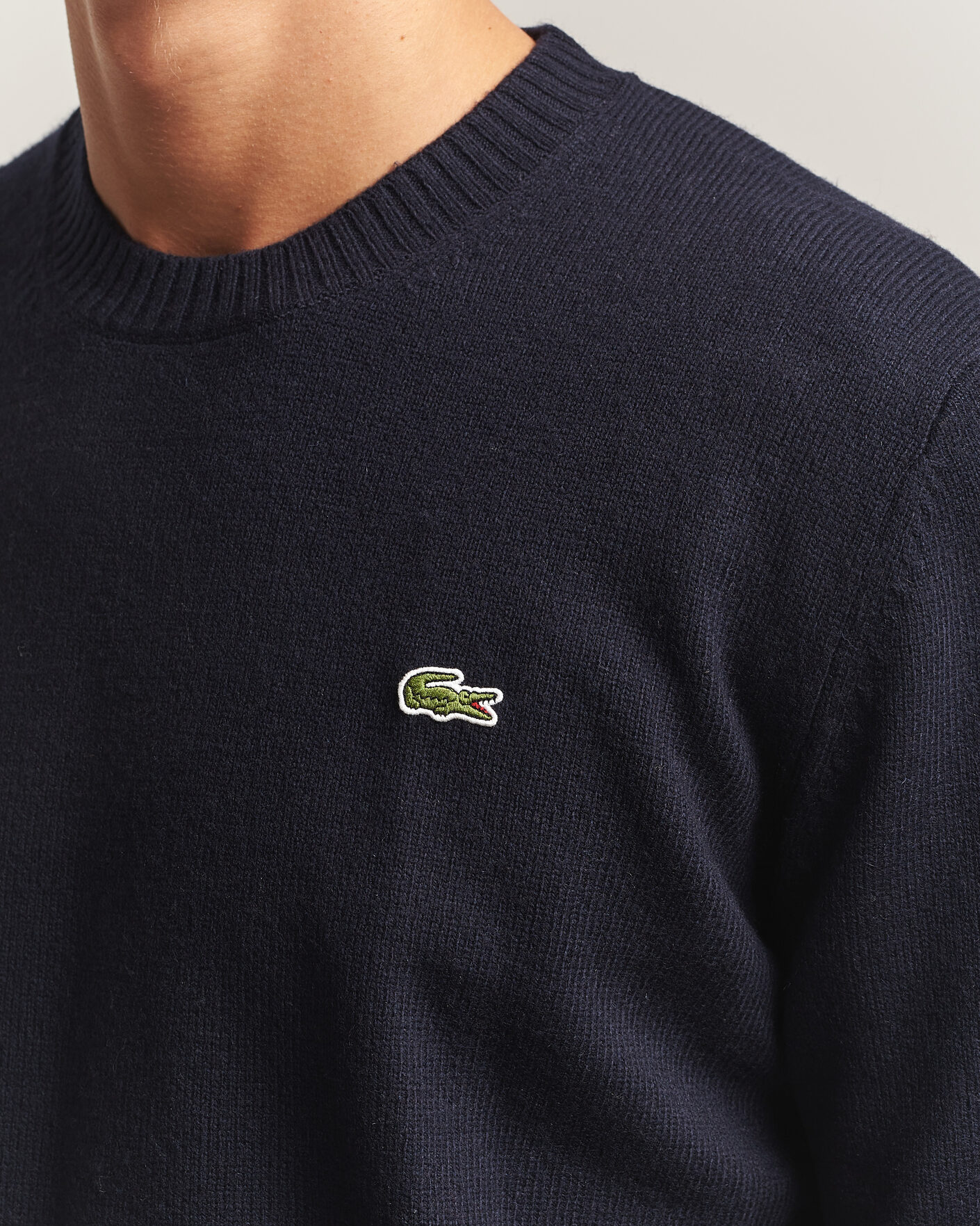 Uomini | Maglieria | Lacoste | Carded Wool Crew Neck Navy Blue
