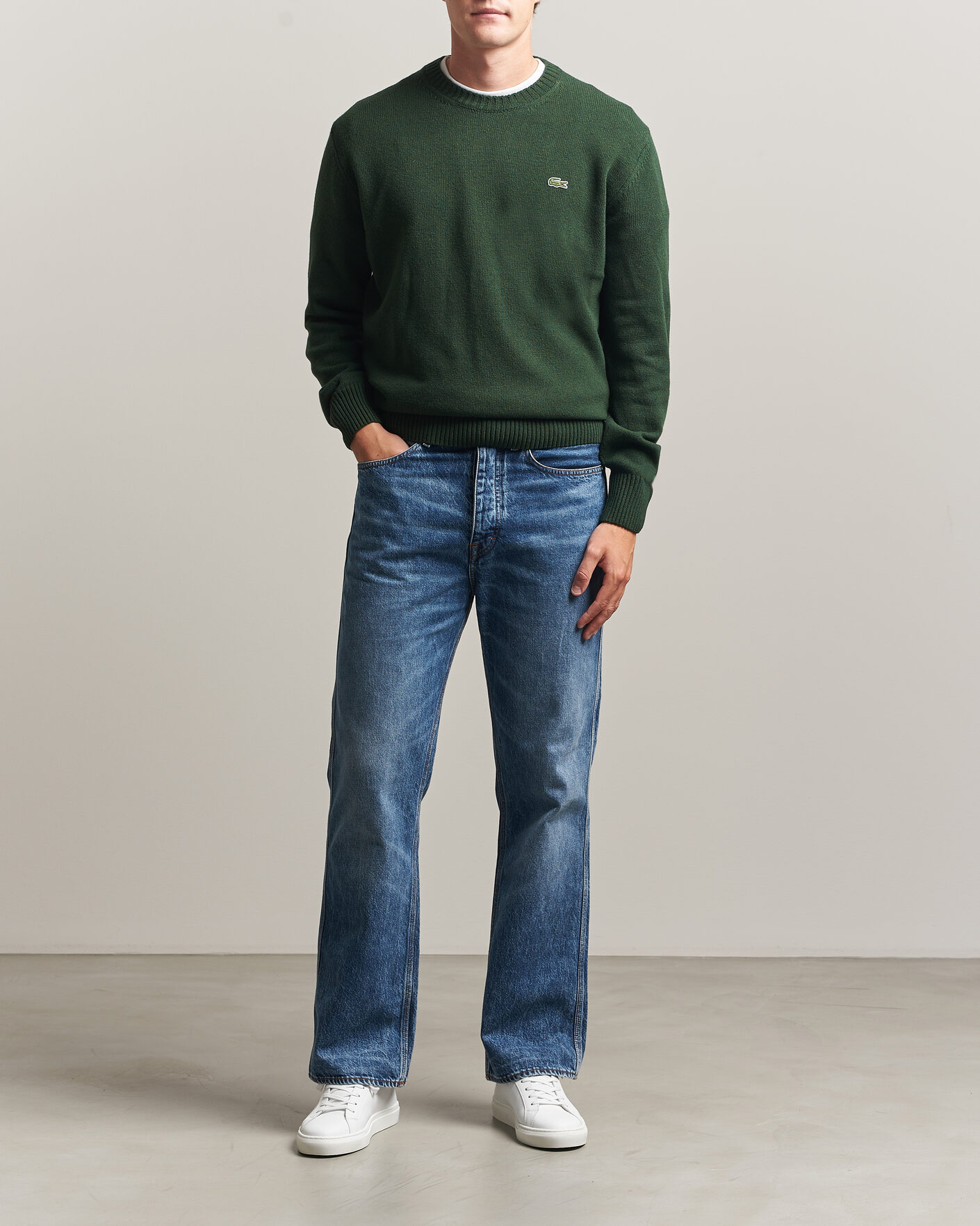Uomini | Maglieria | Lacoste | Carded Wool Crew Neck Sinople