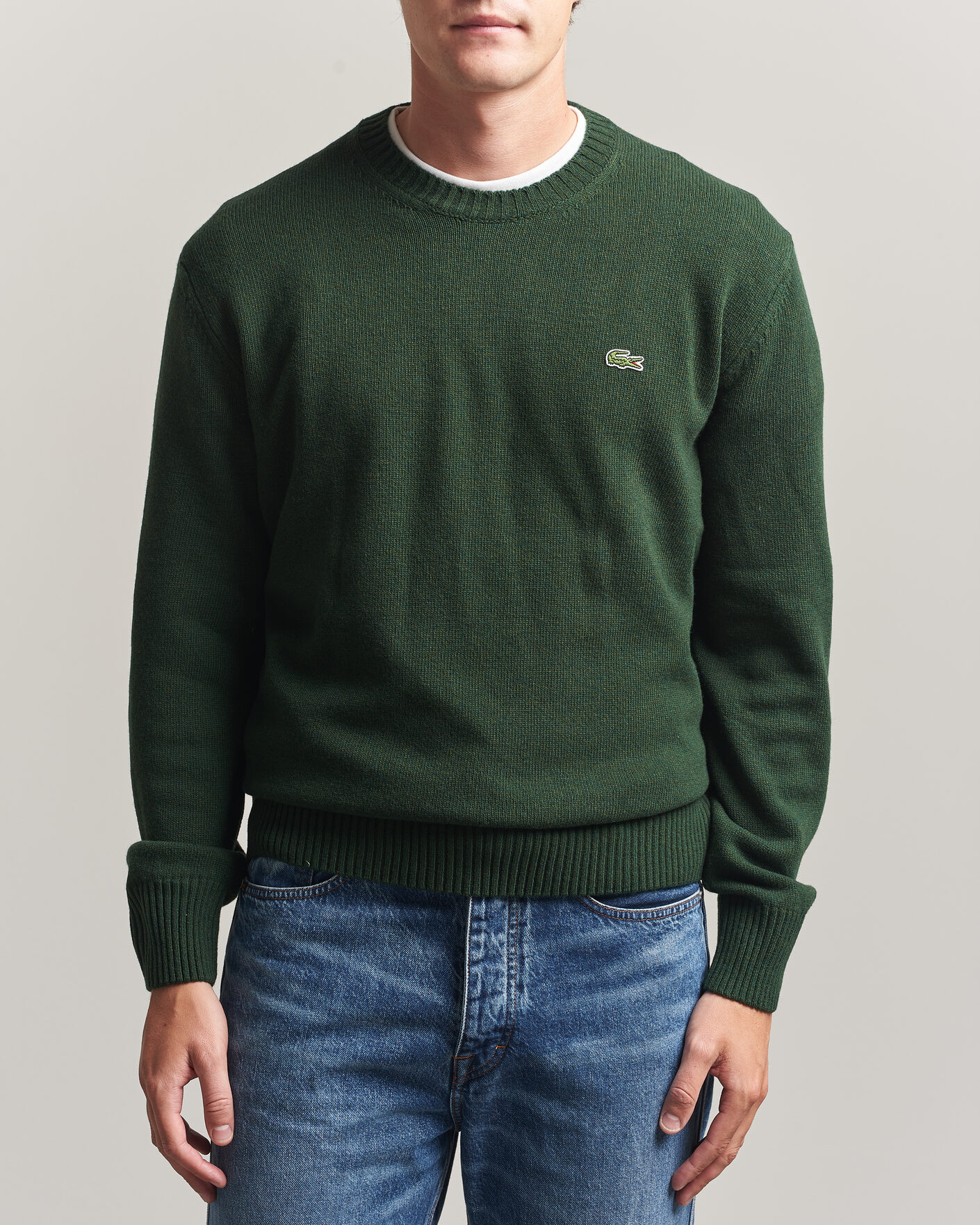 Uomini | Maglieria | Lacoste | Carded Wool Crew Neck Sinople
