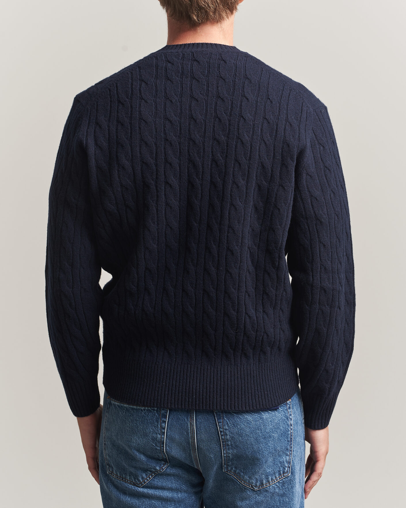 Uomini | Maglieria | Lacoste | Carded Wool Cable Crew Neck Navy Blue