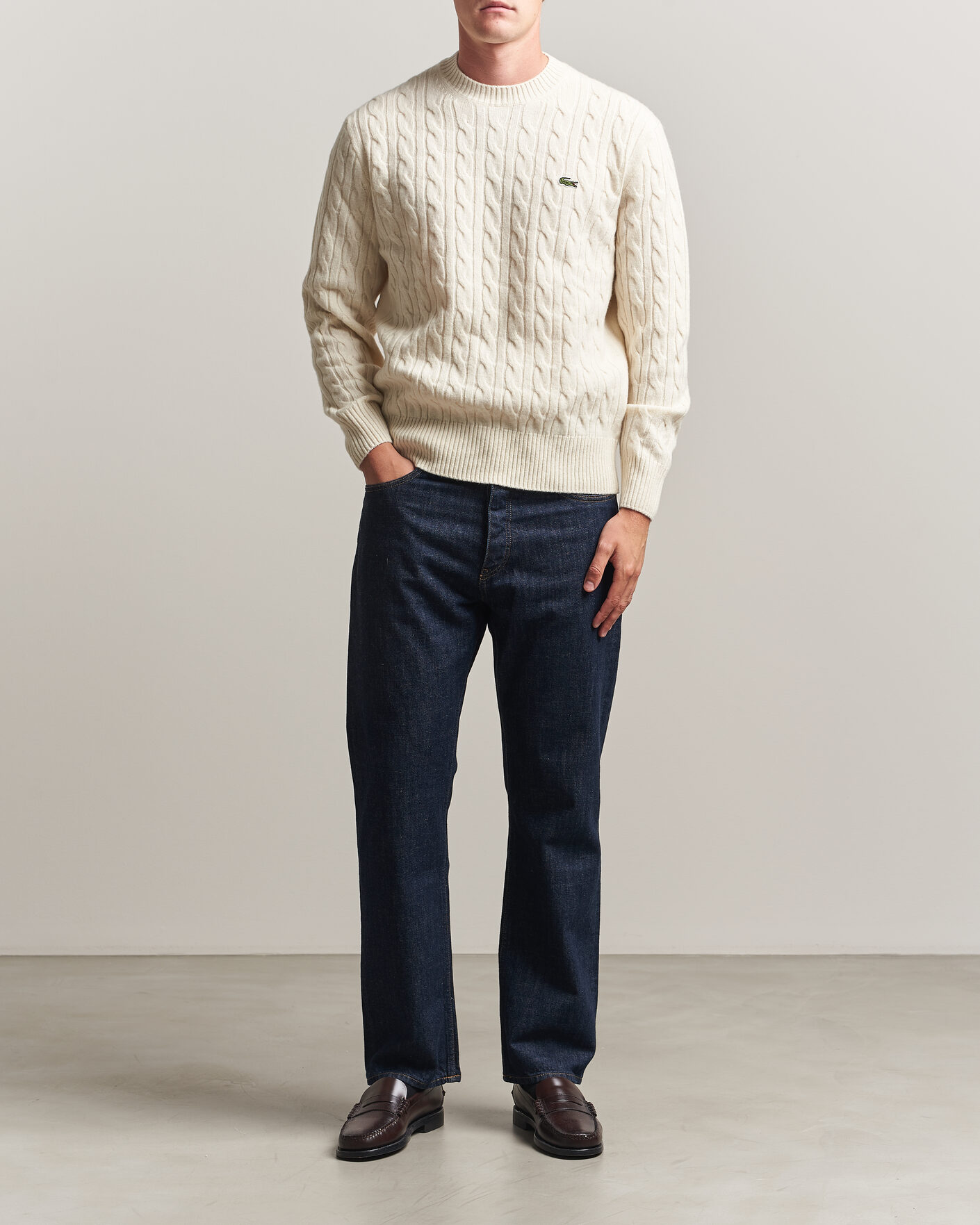 Uomini | Maglieria | Lacoste | Carded Wool Cable Crew Neck Lapland