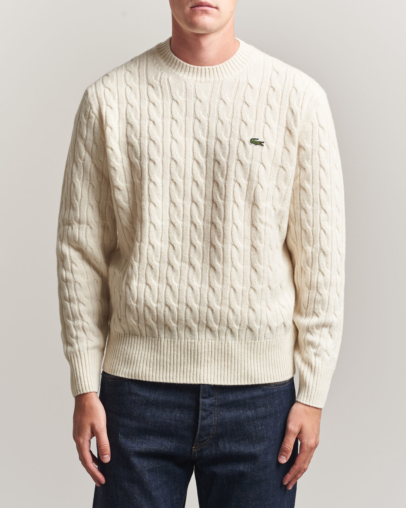 Uomini | Maglieria | Lacoste | Carded Wool Cable Crew Neck Lapland
