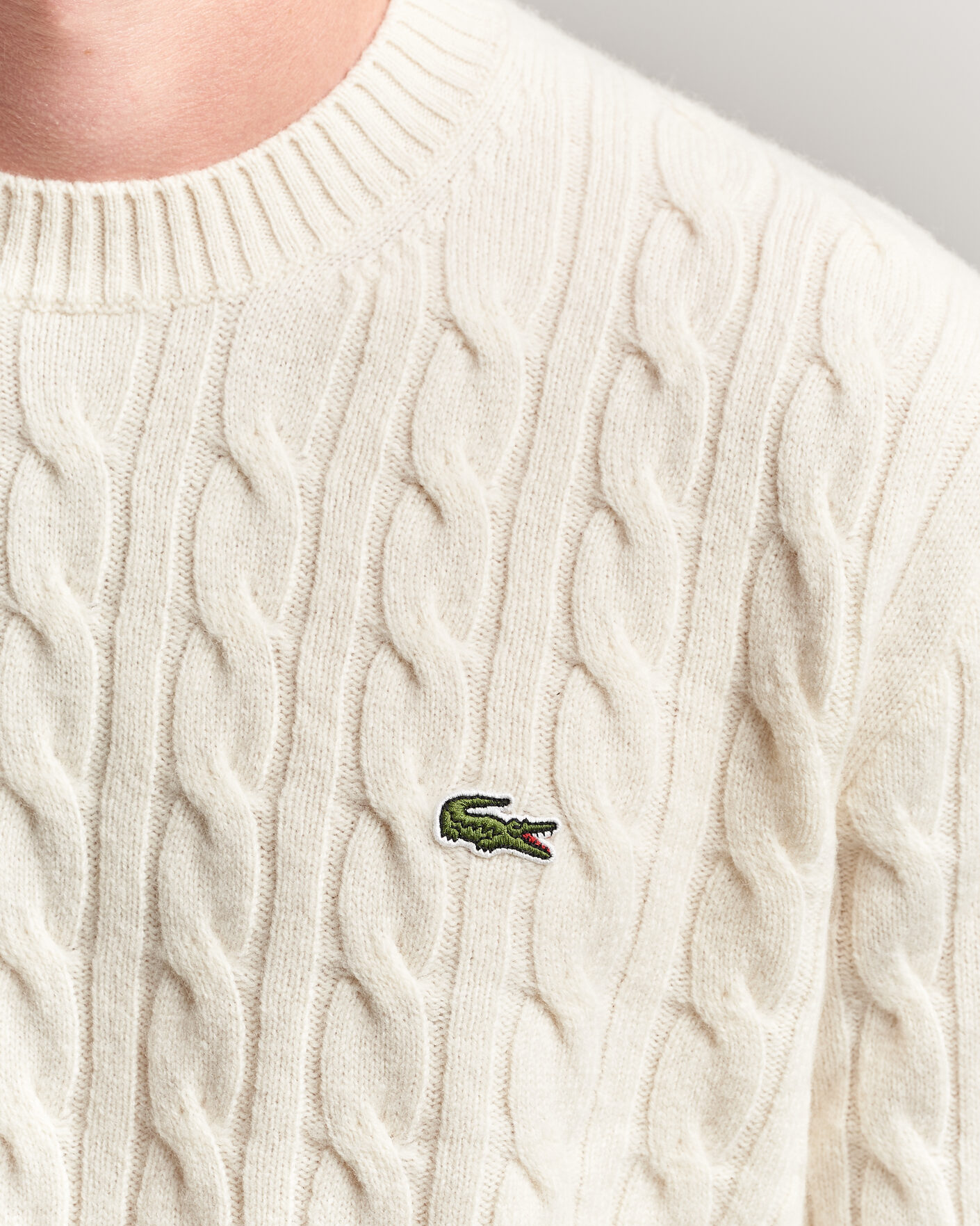 Uomini | Maglieria | Lacoste | Carded Wool Cable Crew Neck Lapland