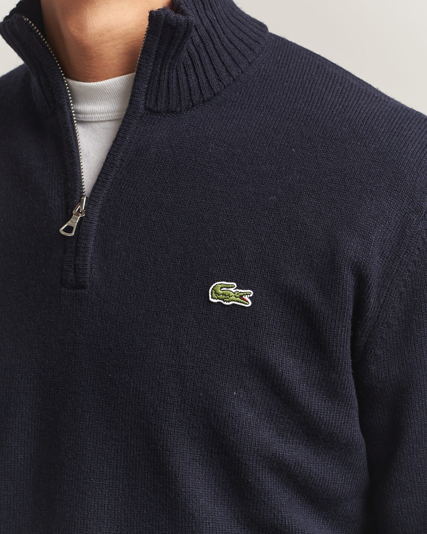 Uomini | Maglieria | Lacoste | Carded Wool Half Zip Navy Blue