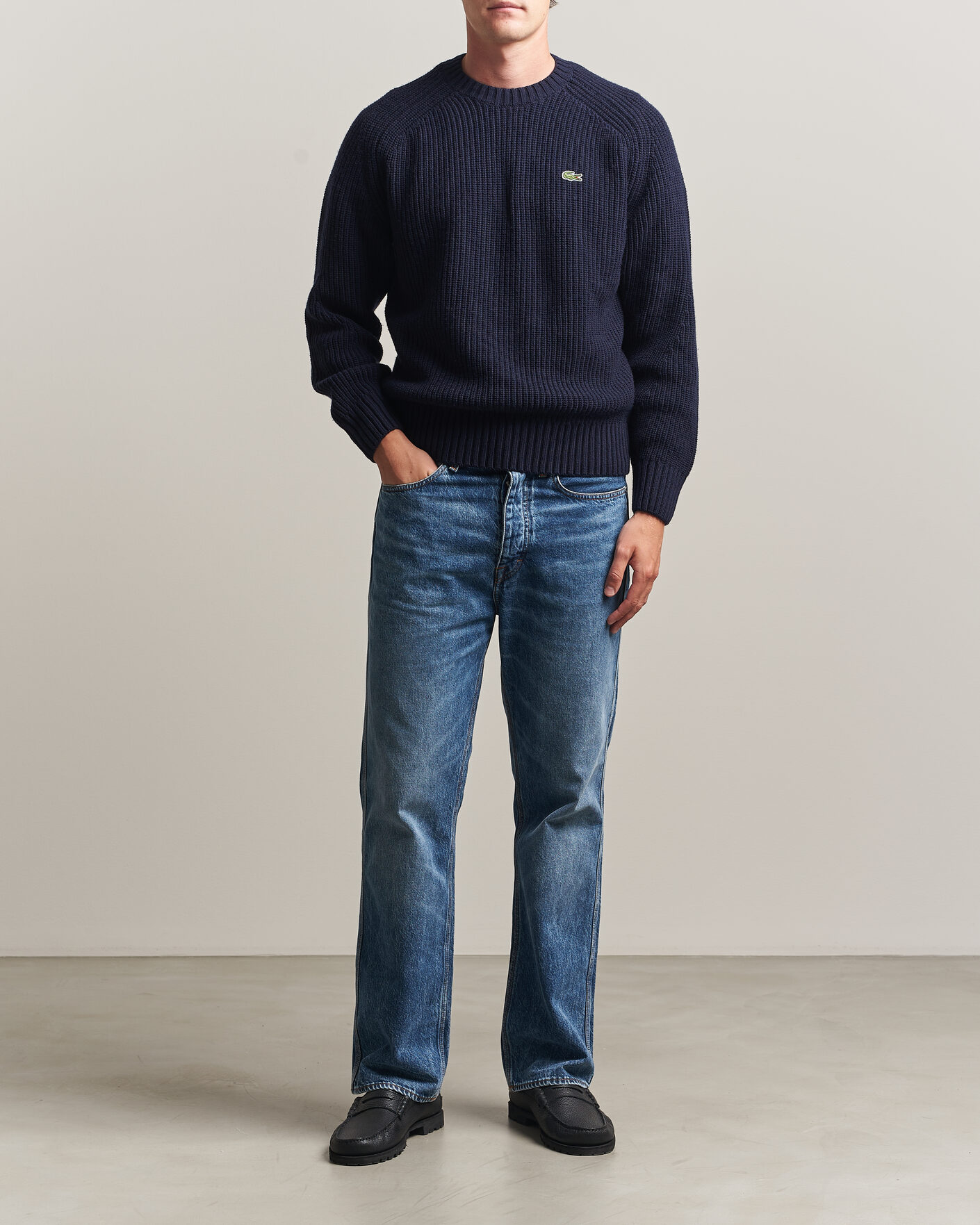 Uomini | Maglieria | Lacoste | Heavy Wool Knitted Sweater Navy Blue