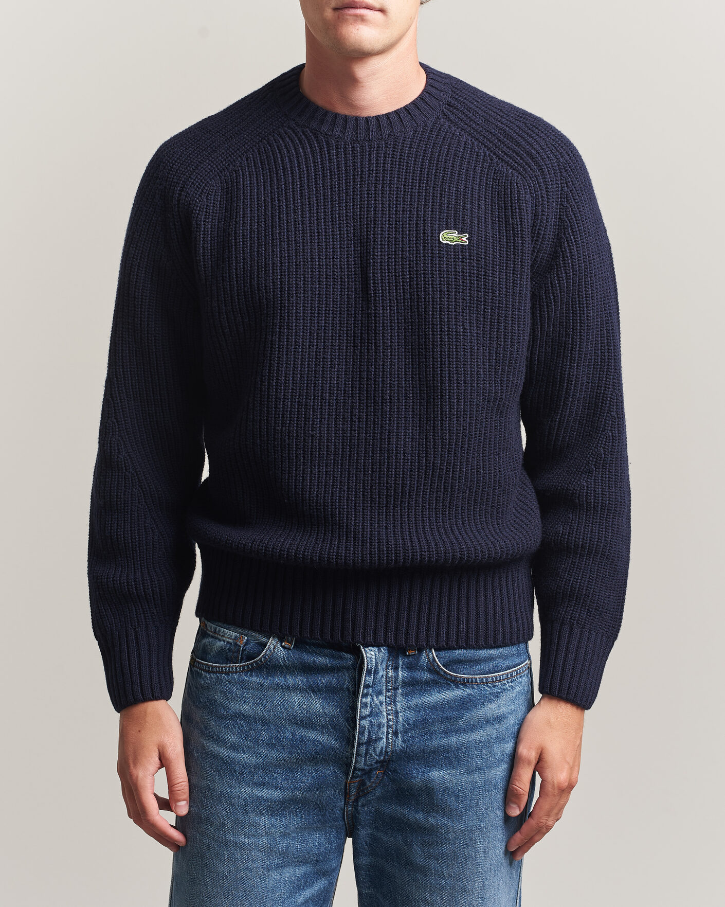 Uomini | Maglieria | Lacoste | Heavy Wool Knitted Sweater Navy Blue
