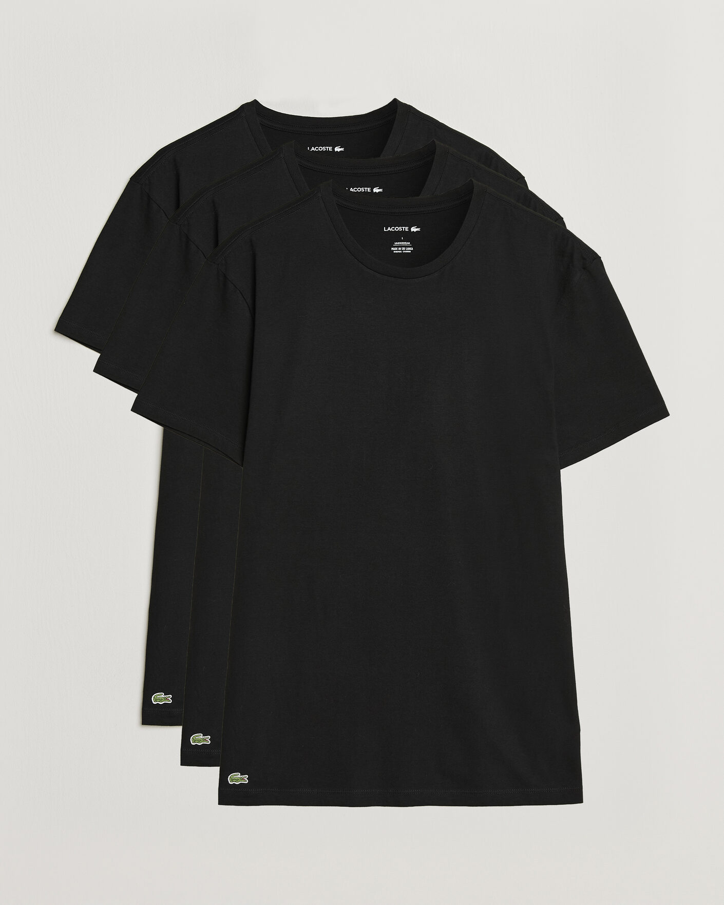 Uomini | T-shirt | Lacoste | 3-Pack Crew Neck T-Shirt Black