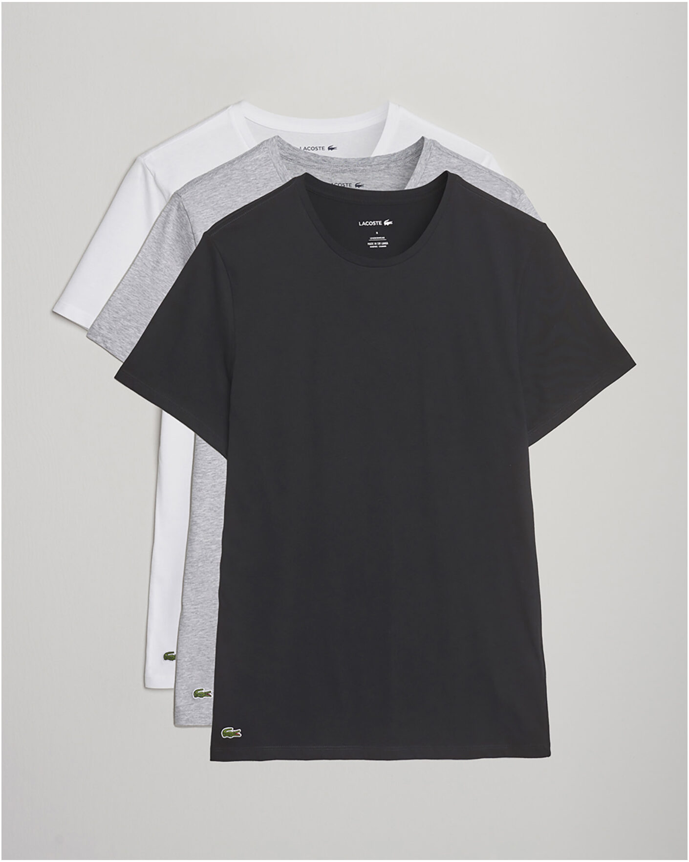 Uomini | T-shirt | Lacoste | 3-Pack Crew Neck T-Shirt White/Grey/Black