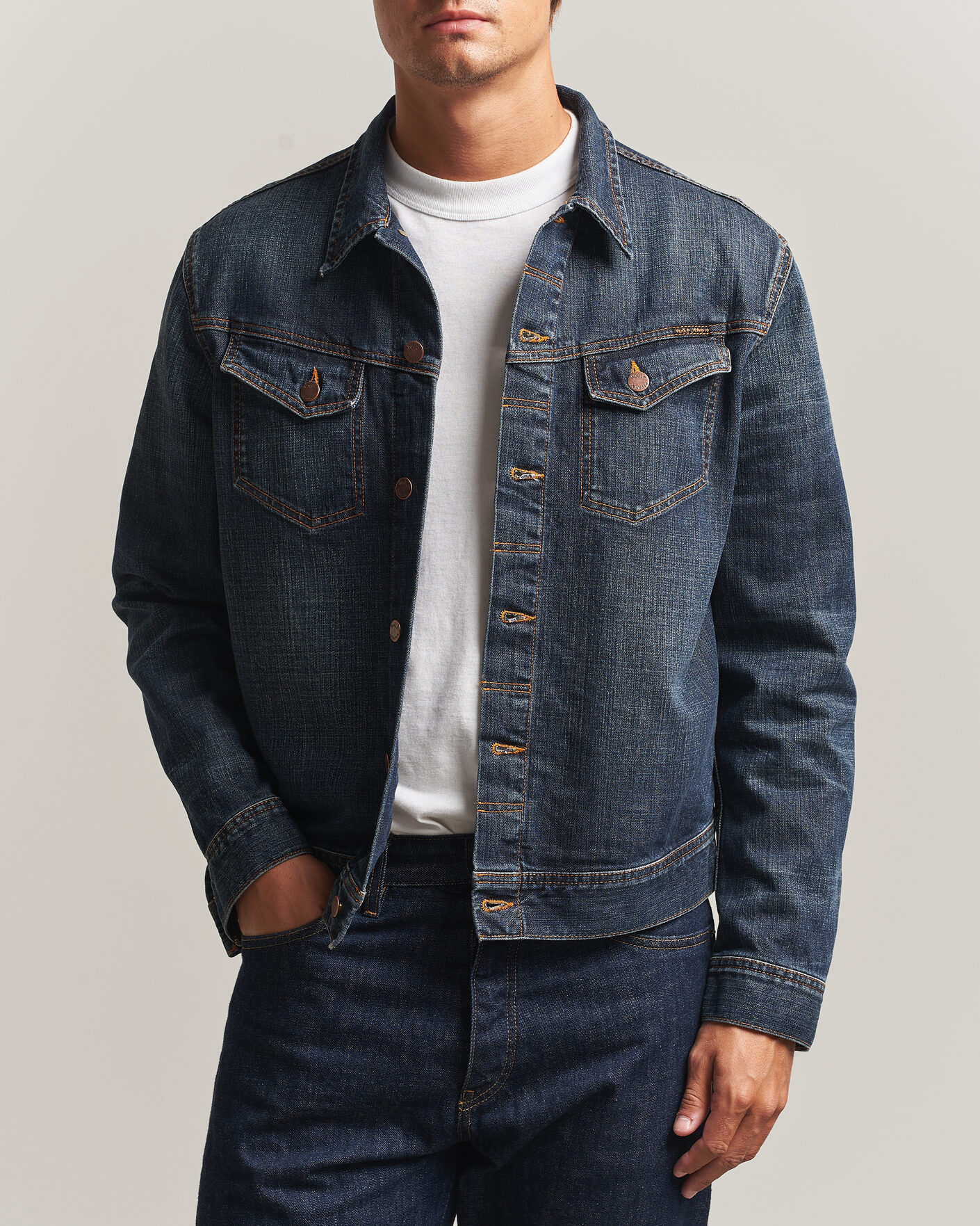 Uomini | Giacche | Nudie Jeans | Conny Denim Jacket Big Wave Blue