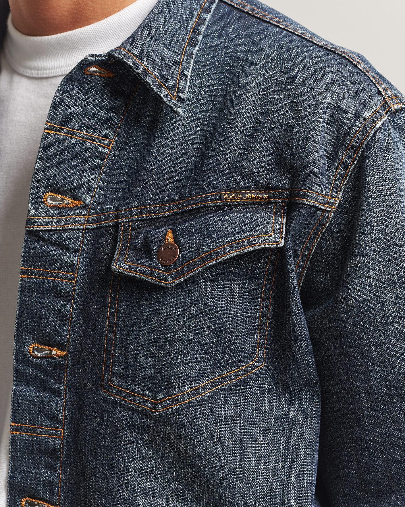 Uomini | Giacche | Nudie Jeans | Conny Denim Jacket Big Wave Blue