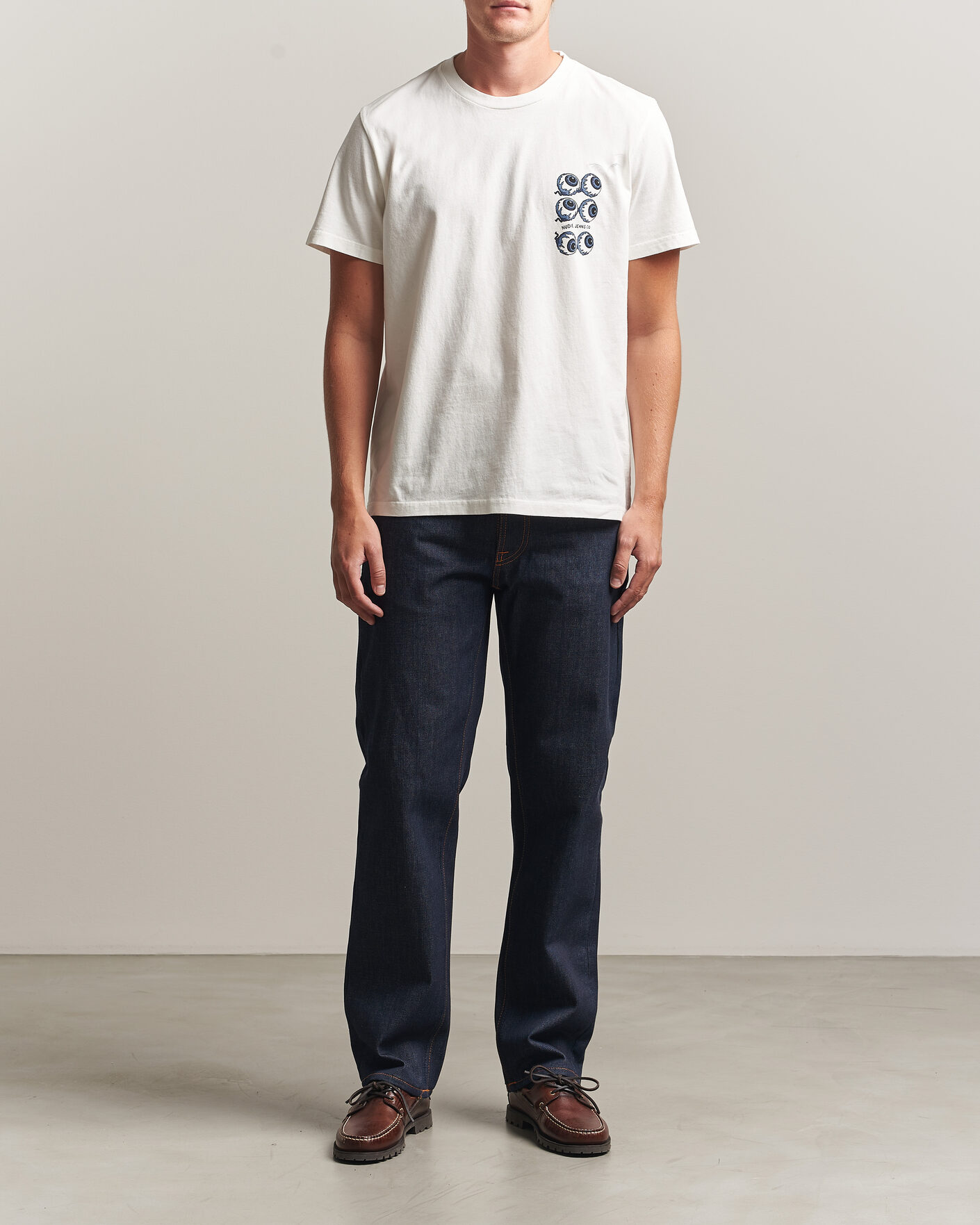 Uomini | T-shirt | Nudie Jeans | Roy Wall Crack T-Shirt Chalk White